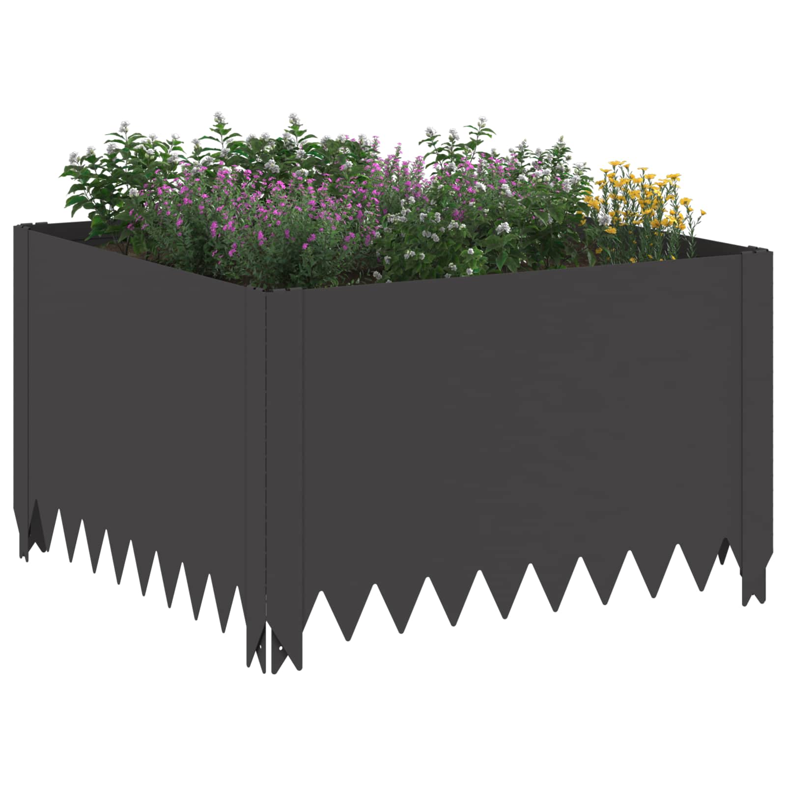 vidaXL Krawężnik do trawnika 4 pcs 60 x 60 x 35 cm Stal Czarny