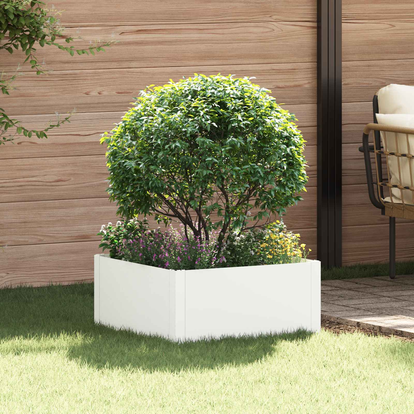 vidaXL Krawężnik do trawnika 60 x 60 x 35 cm Stal Biały