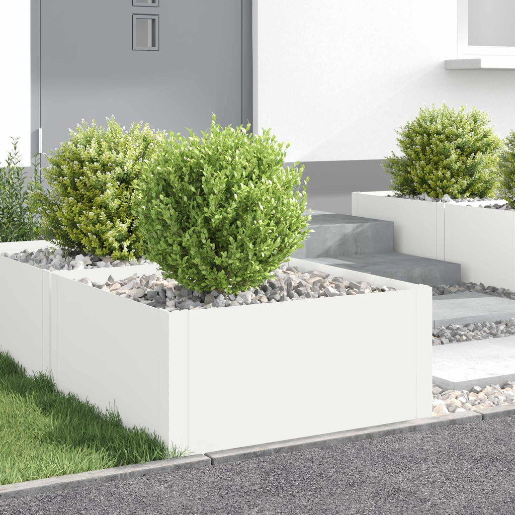 vidaXL Krawężnik do trawnika 4 szt. 60 x 60 x 35 cm Stal Biały