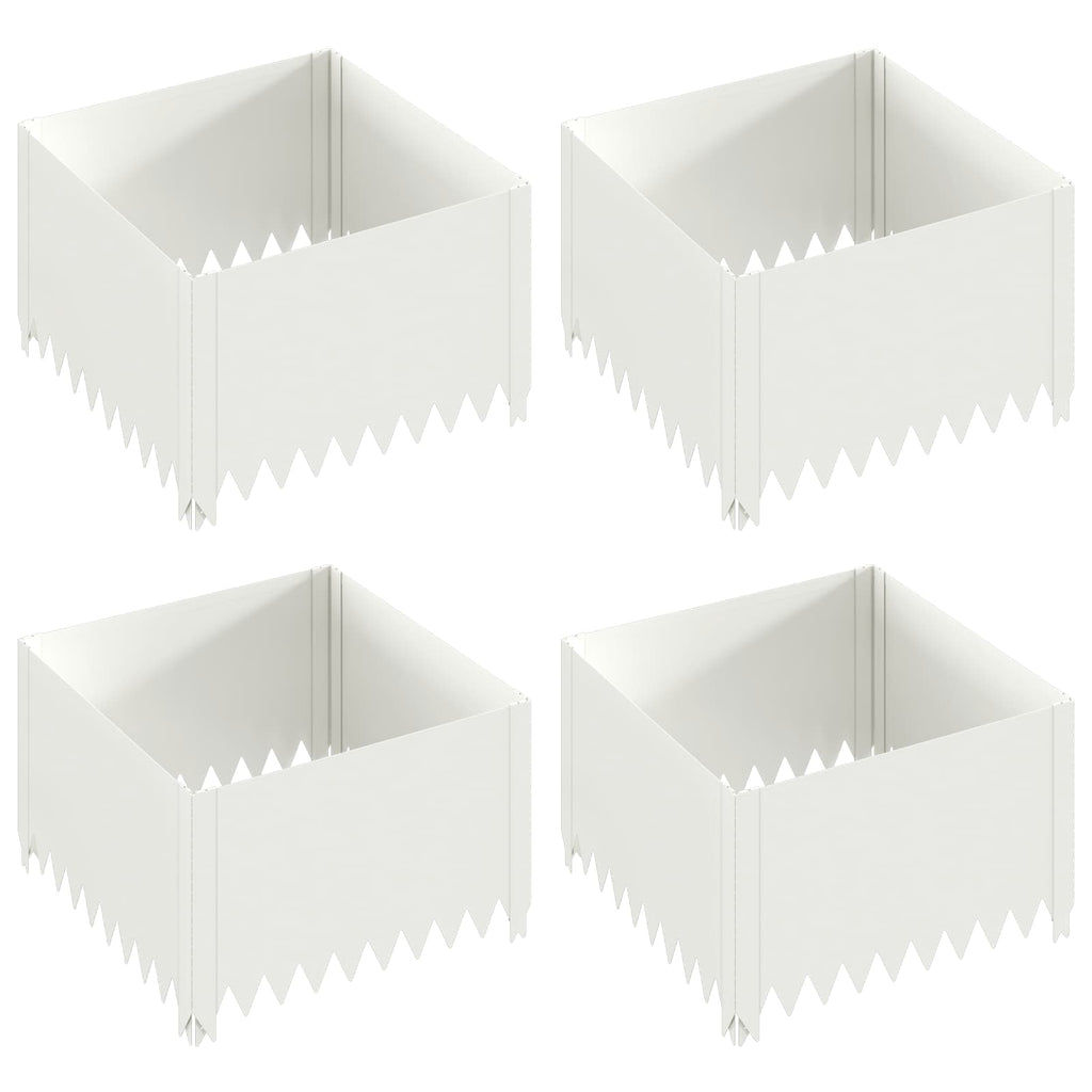 vidaXL Krawężnik do trawnika 4 szt. 60 x 60 x 35 cm Stal Biały