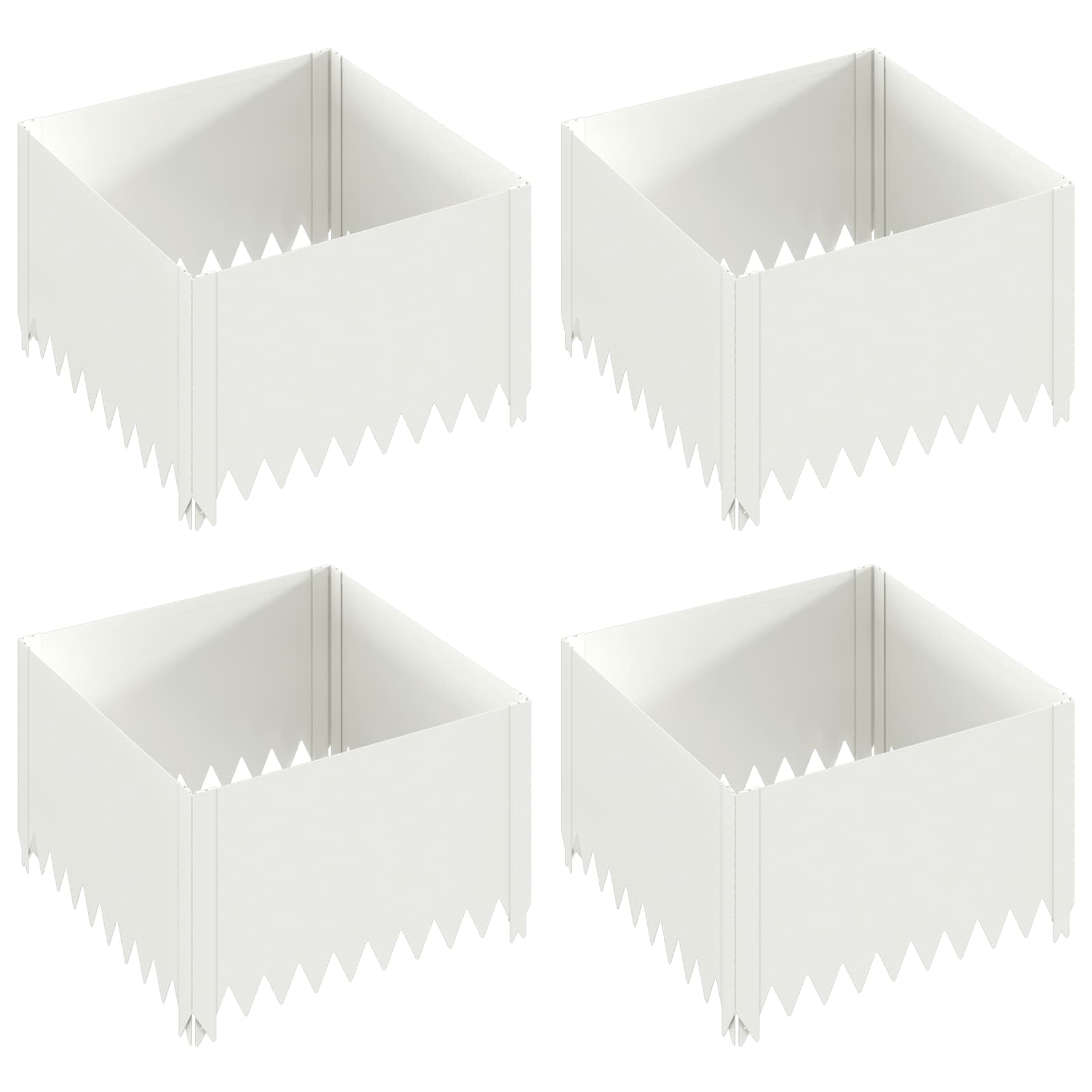vidaXL Krawężnik do trawnika 4 szt. 60 x 60 x 35 cm Stal Biały