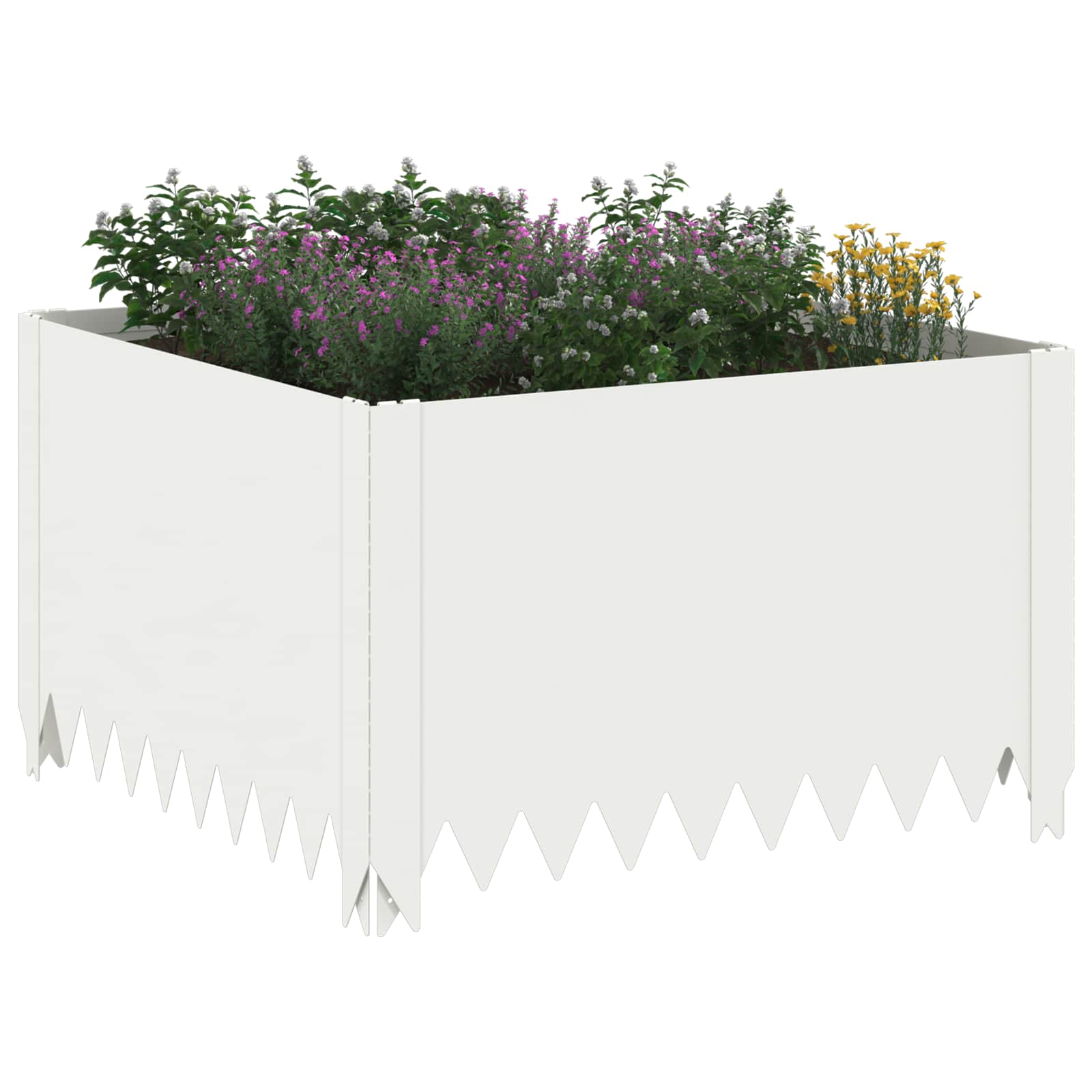 vidaXL Krawężnik do trawnika 4 szt. 60 x 60 x 35 cm Stal Biały