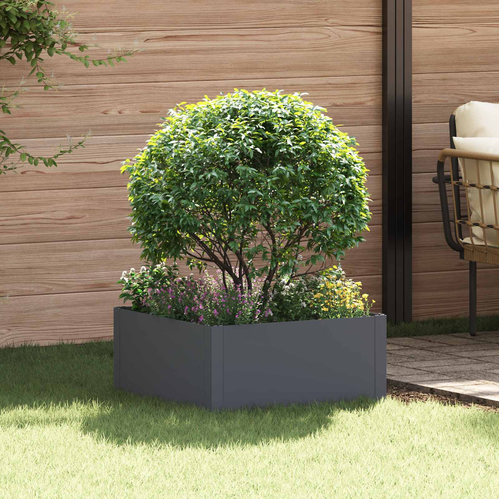 vidaXL Krawężnik do trawnika 60 x 60 x 35 cm Stal antracytowy