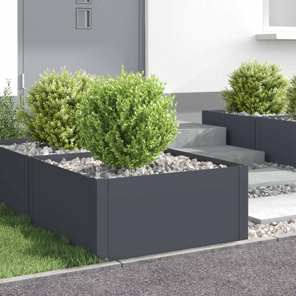 vidaXL Krawężnik do trawnika 4 pcs 60 x 60 x 35 cm Stal antracytowy