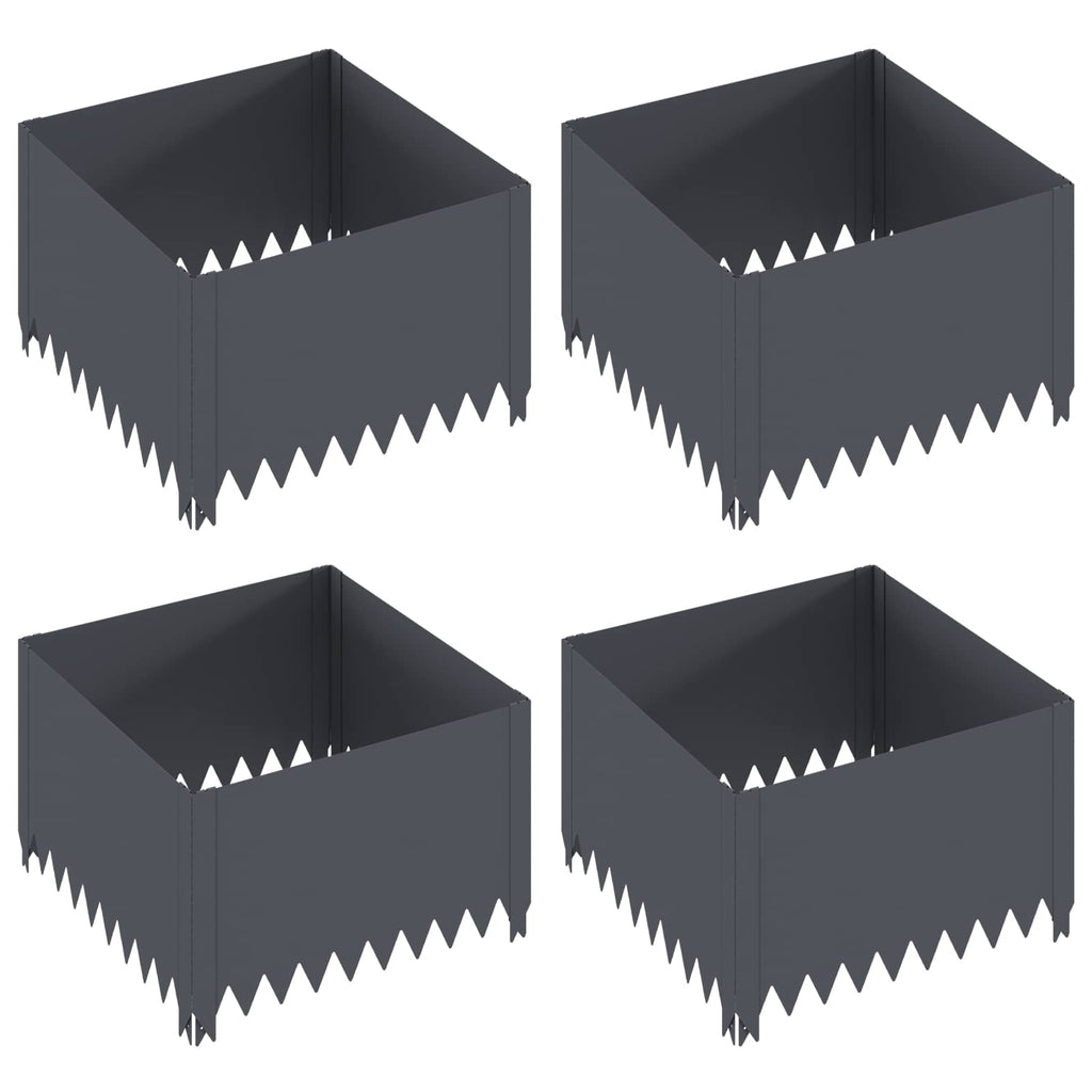 vidaXL Krawężnik do trawnika 4 pcs 60 x 60 x 35 cm Stal antracytowy
