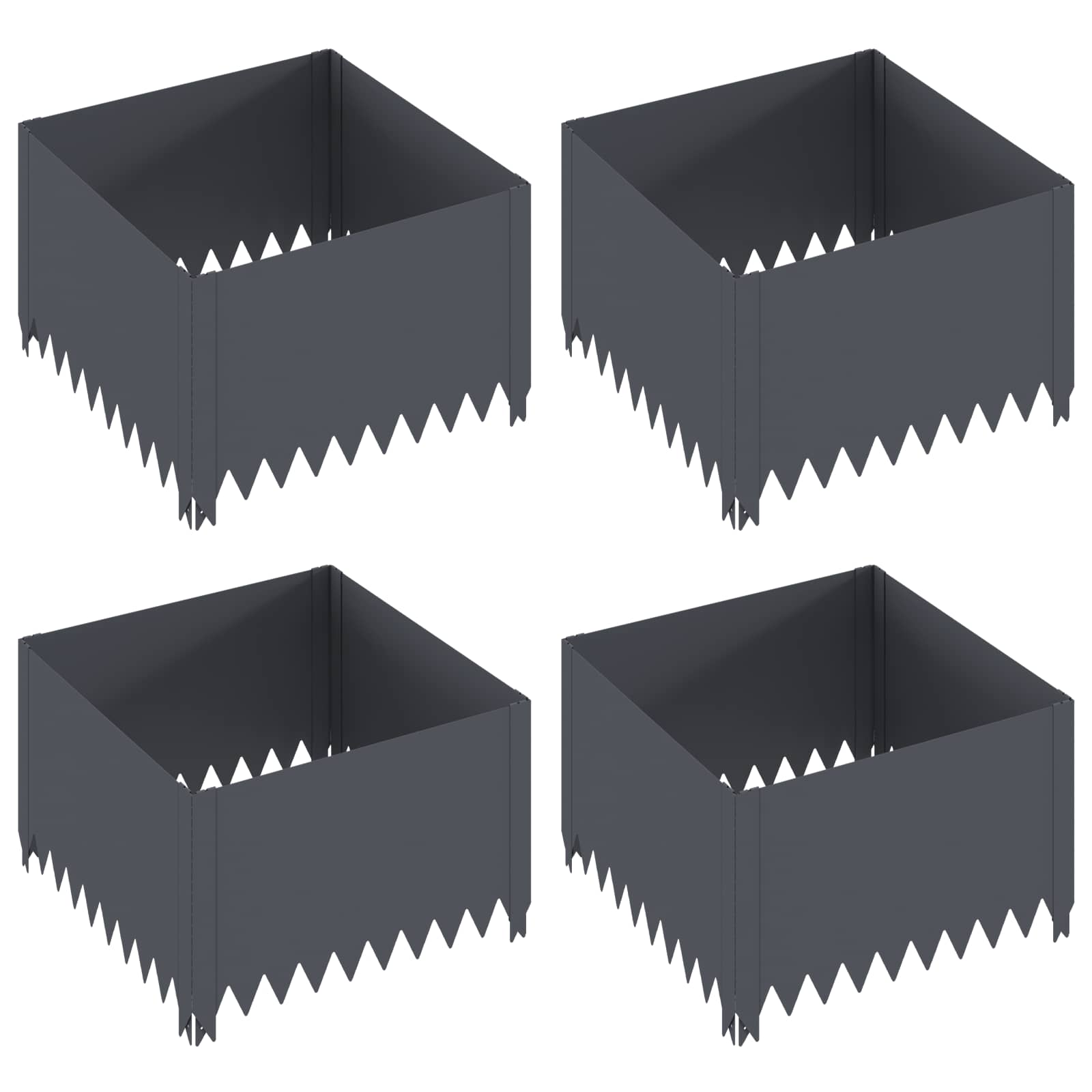 vidaXL Krawężnik do trawnika 4 pcs 60 x 60 x 35 cm Stal antracytowy