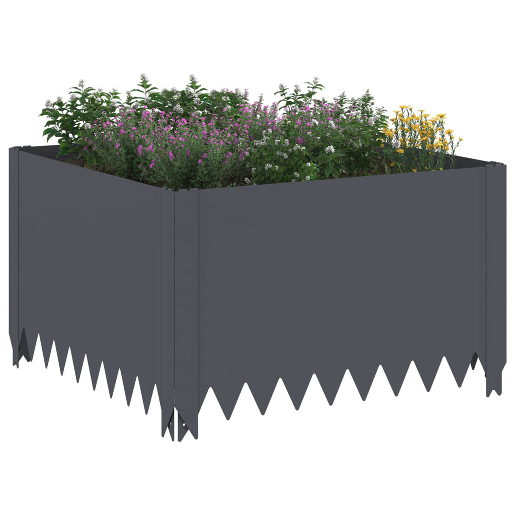 vidaXL Krawężnik do trawnika 4 pcs 60 x 60 x 35 cm Stal antracytowy