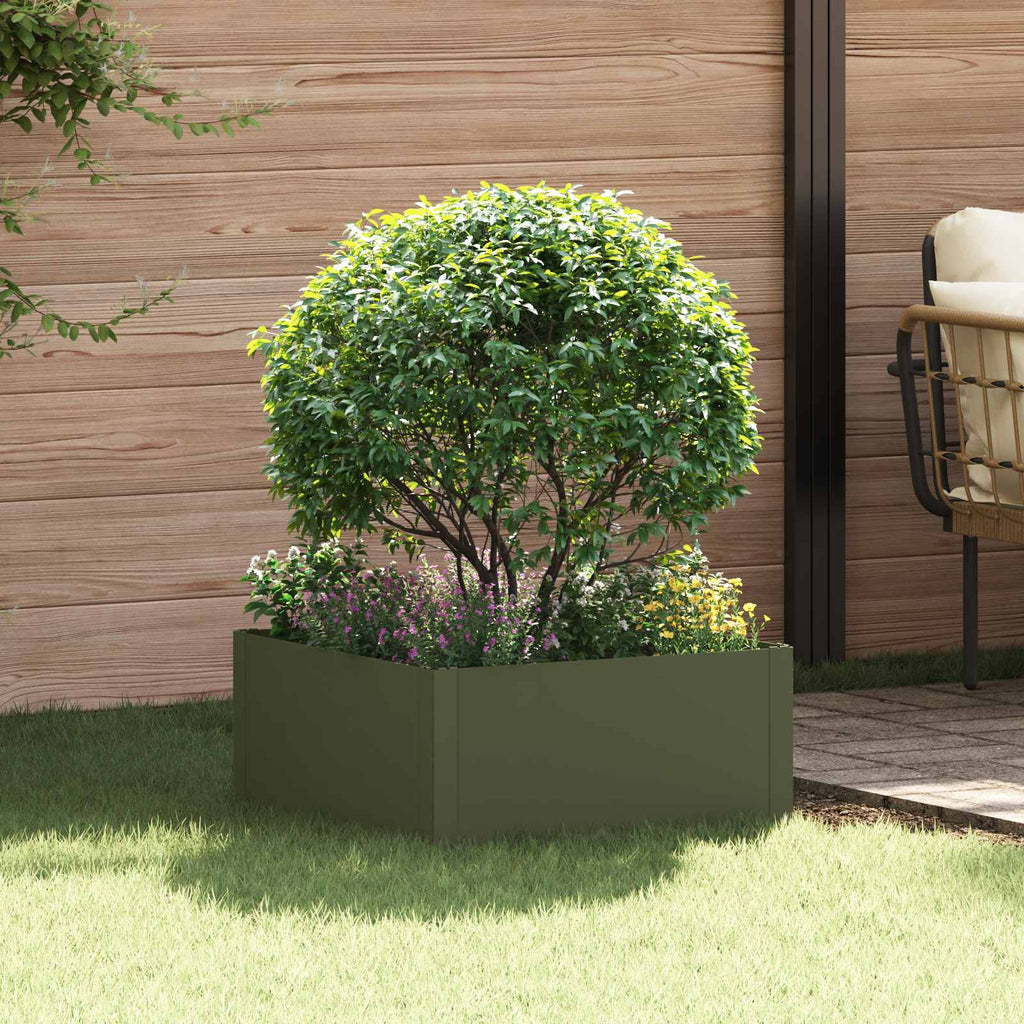 vidaXL Krawężnik do trawnika 60 x 60 x 35 cm Stal Oliwkowy zielony