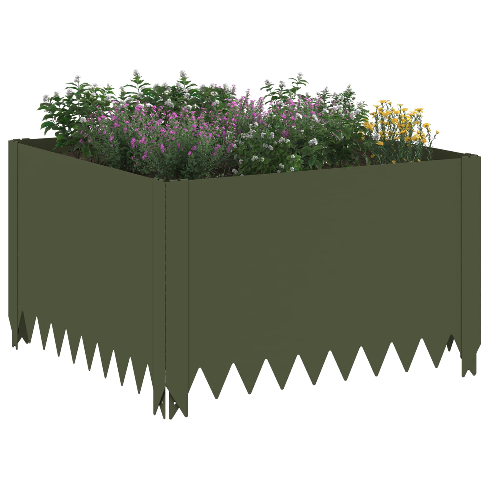 vidaXL Krawężnik do trawnika 60 x 60 x 35 cm Stal Oliwkowy zielony