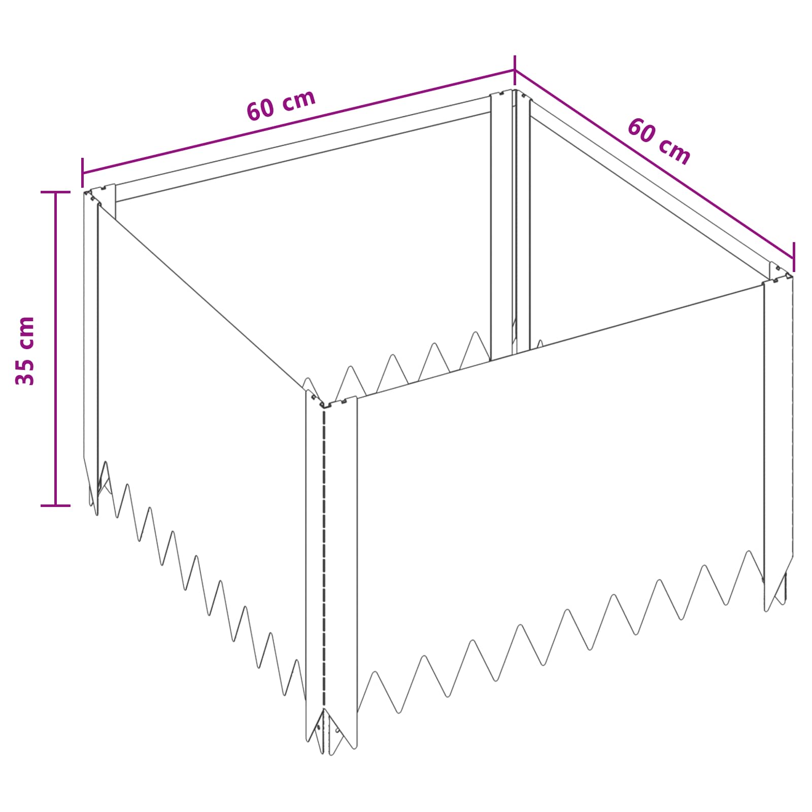 vidaXL Krawężnik do trawnika 60 x 60 x 35 cm Stal srebrny