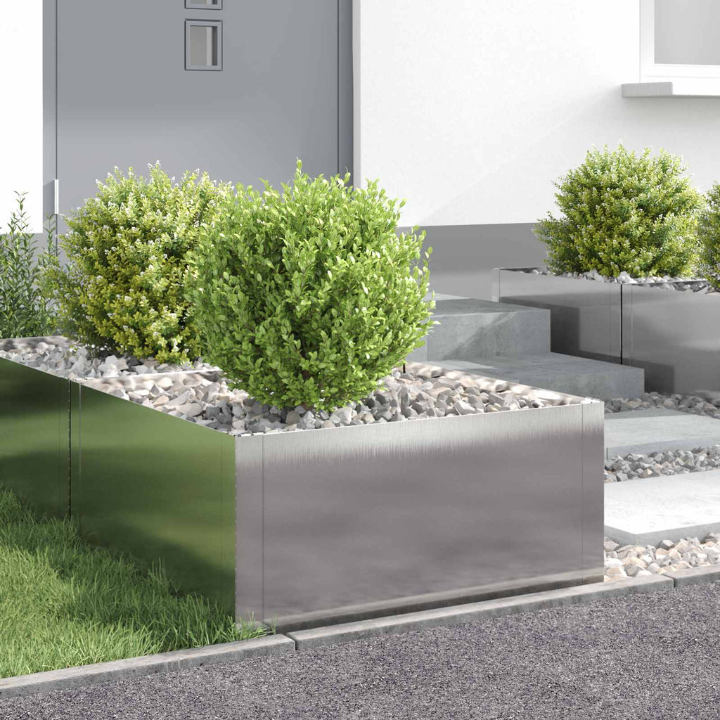 vidaXL Krawężnik do trawnika 4 szt. 60 x 60 x 35 cm Stal srebrny