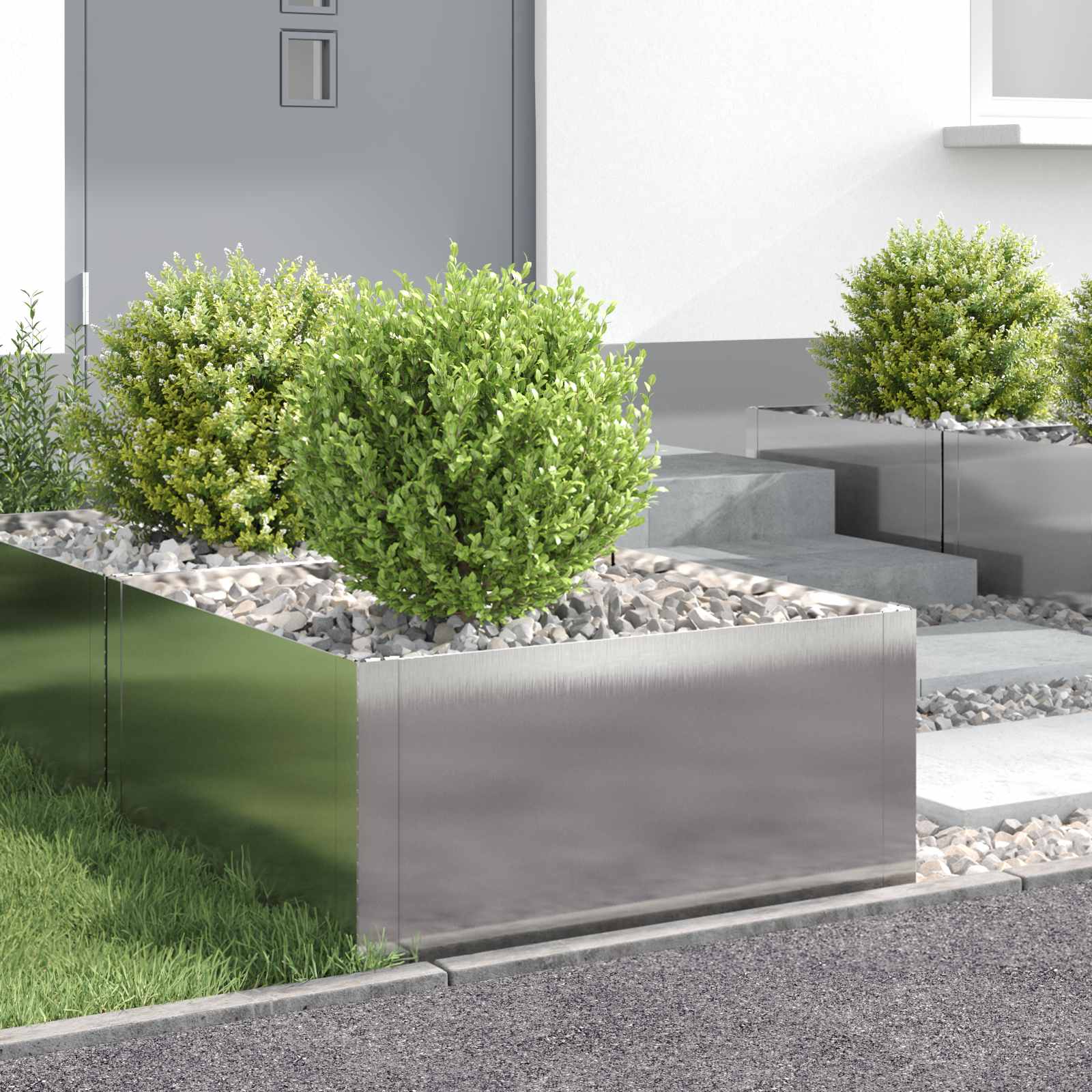 vidaXL Krawężnik do trawnika 4 szt. 60 x 60 x 35 cm Stal srebrny