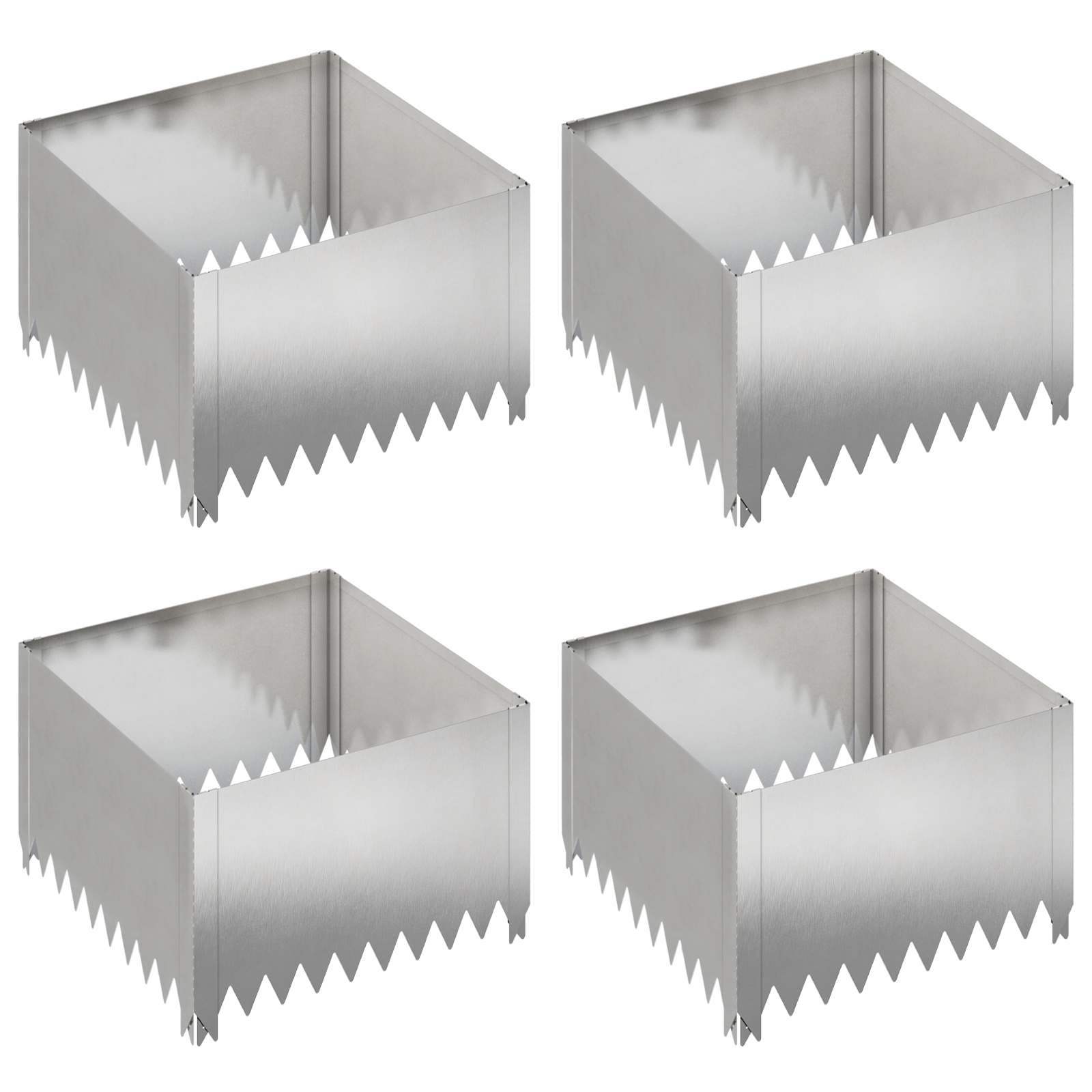 vidaXL Krawężnik do trawnika 4 szt. 60 x 60 x 35 cm Stal srebrny