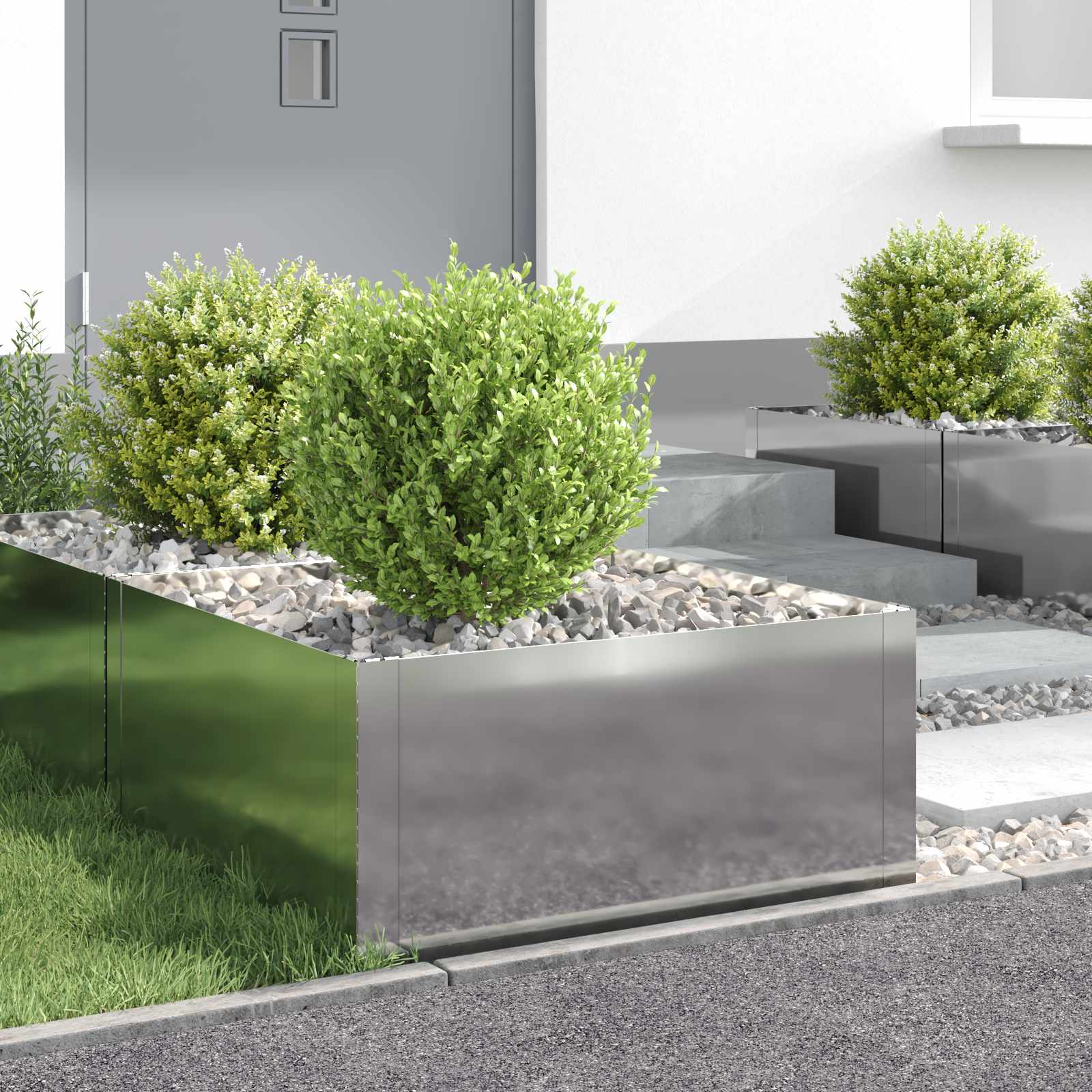 vidaXL Krawężnik do trawnika 4 pcs 60 x 60 x 35 cm Stal srebrny