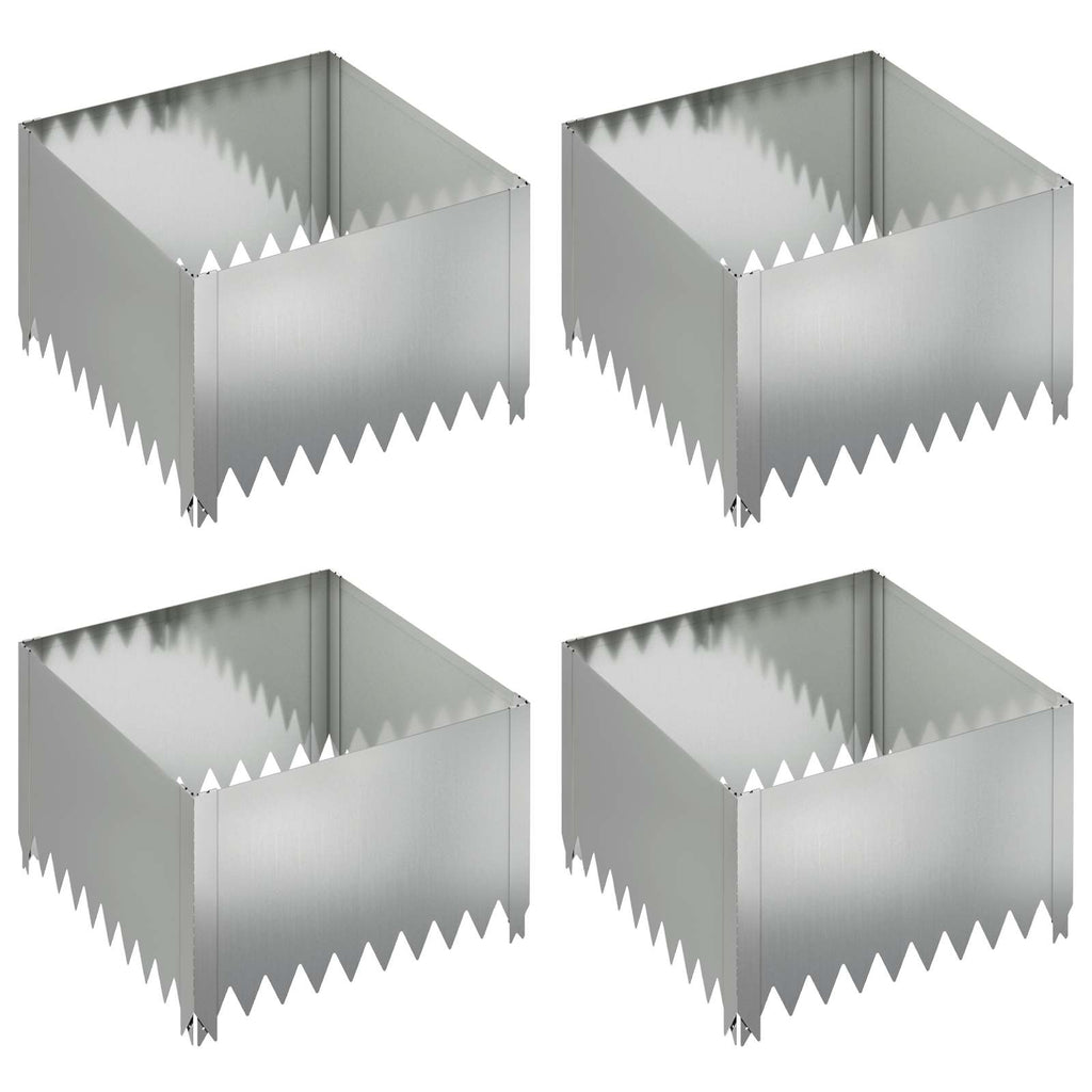 vidaXL Krawężnik do trawnika 4 pcs 60 x 60 x 35 cm Stal srebrny