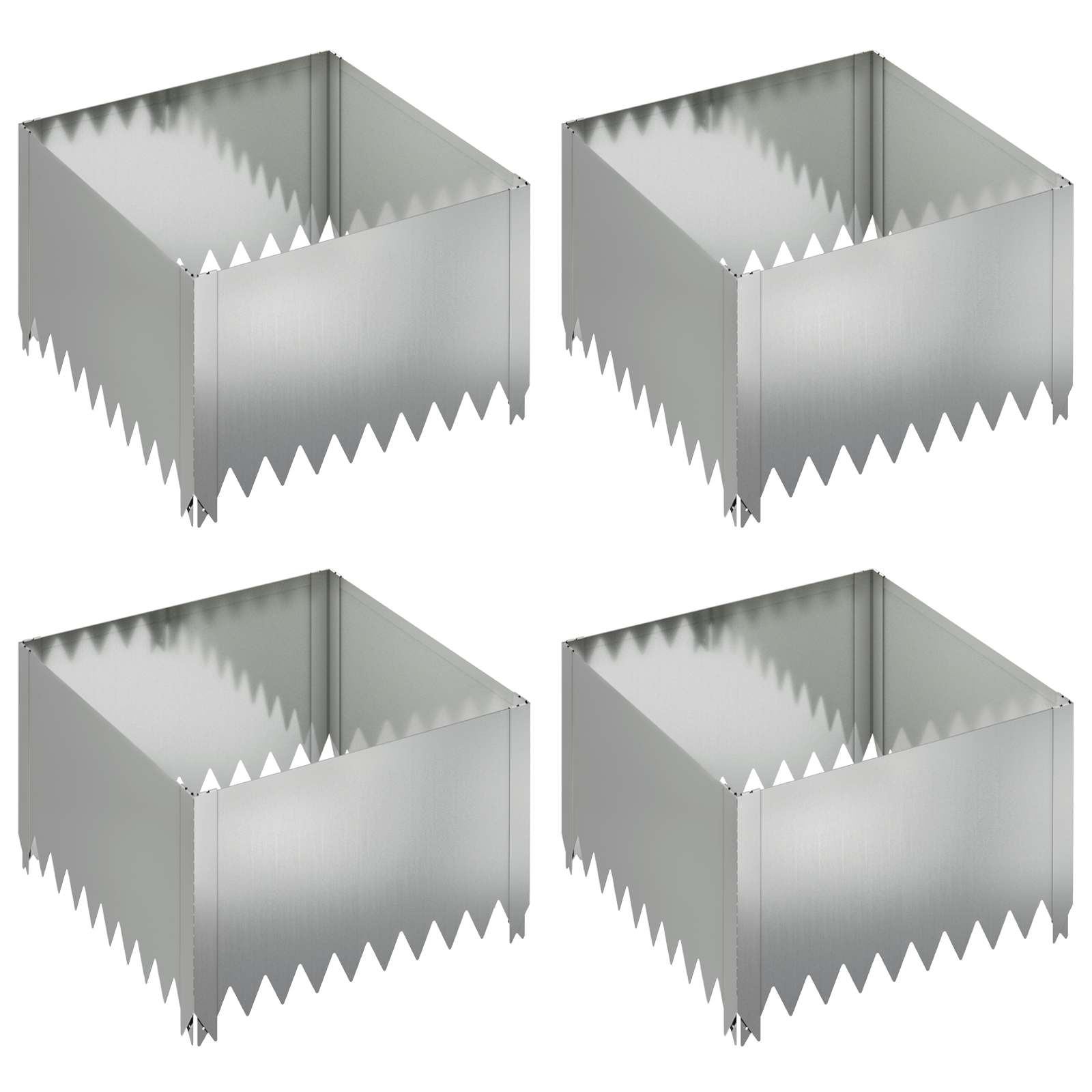 vidaXL Krawężnik do trawnika 4 pcs 60 x 60 x 35 cm Stal srebrny