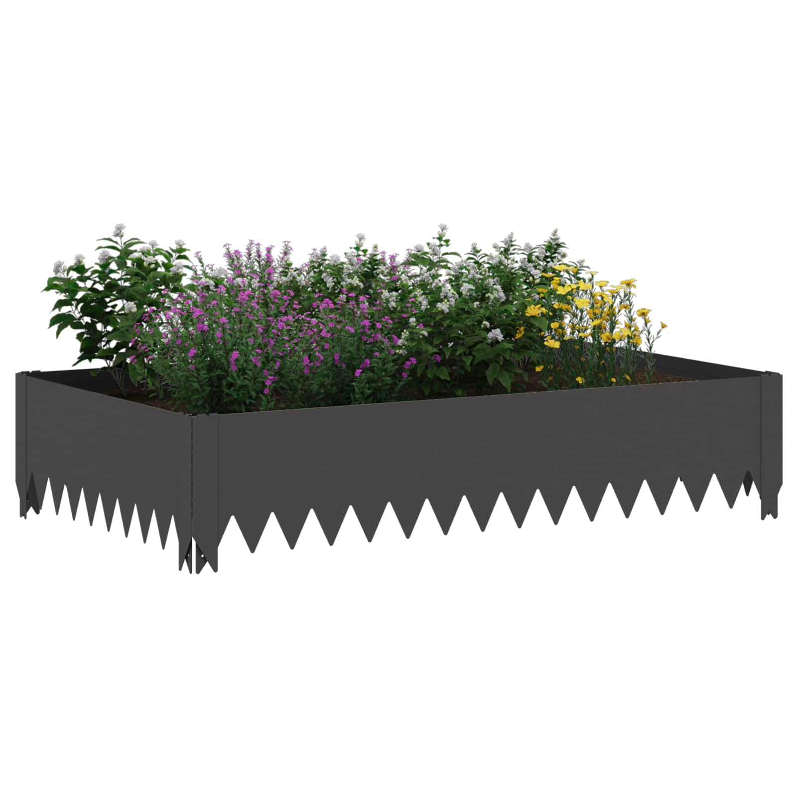 vidaXL Krawężnik do trawnika 4 szt. 100 x 60 x 20 cm Stal Czarny