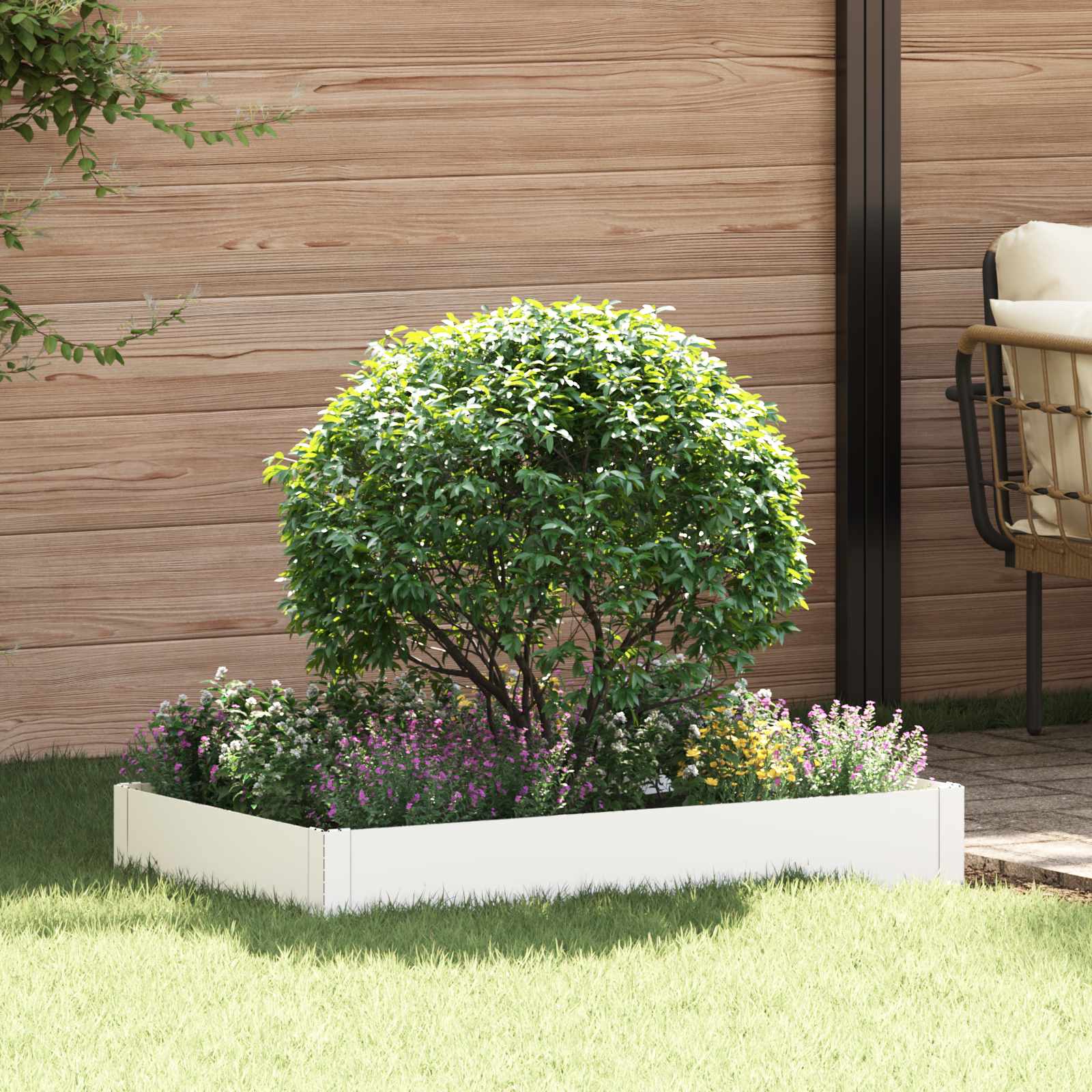 vidaXL Krawężnik do trawnika 100 x 60 x 20 cm Stal Biały