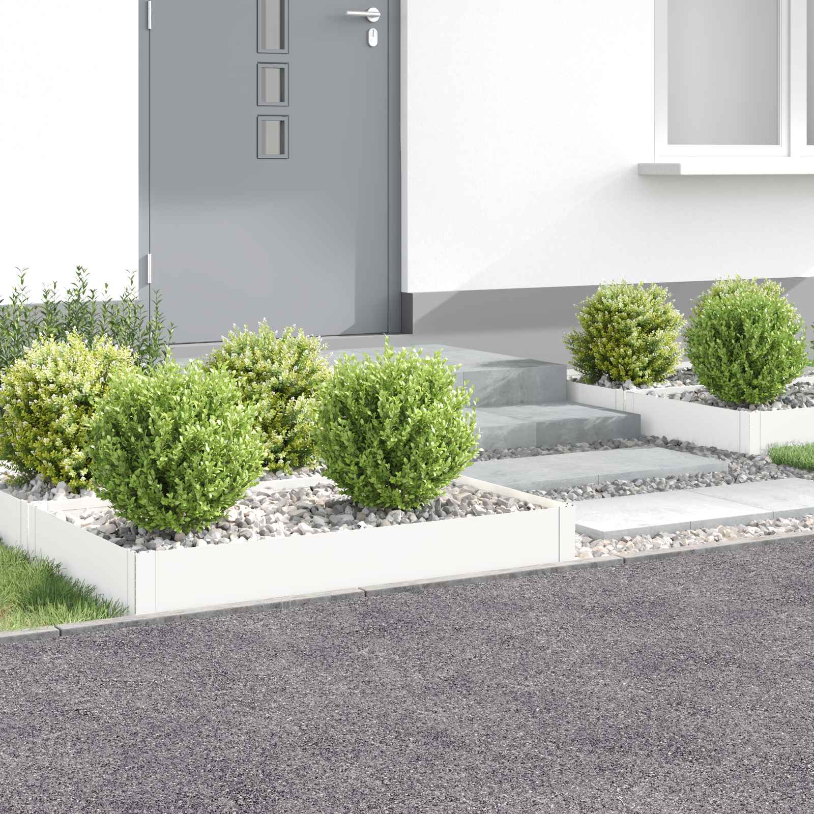vidaXL Krawężnik do trawnika 4 szt. 100 x 60 x 20 cm Stal Biały