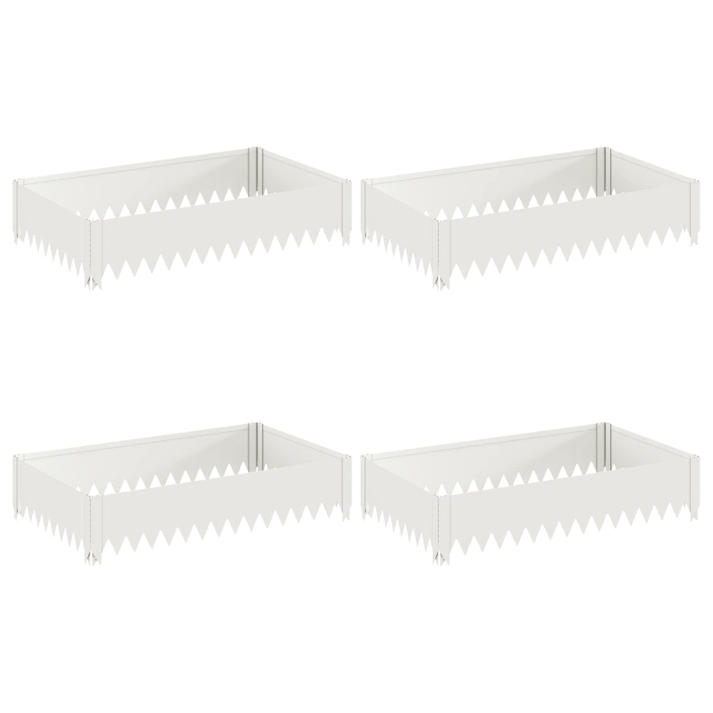 vidaXL Krawężnik do trawnika 4 szt. 100 x 60 x 20 cm Stal Biały