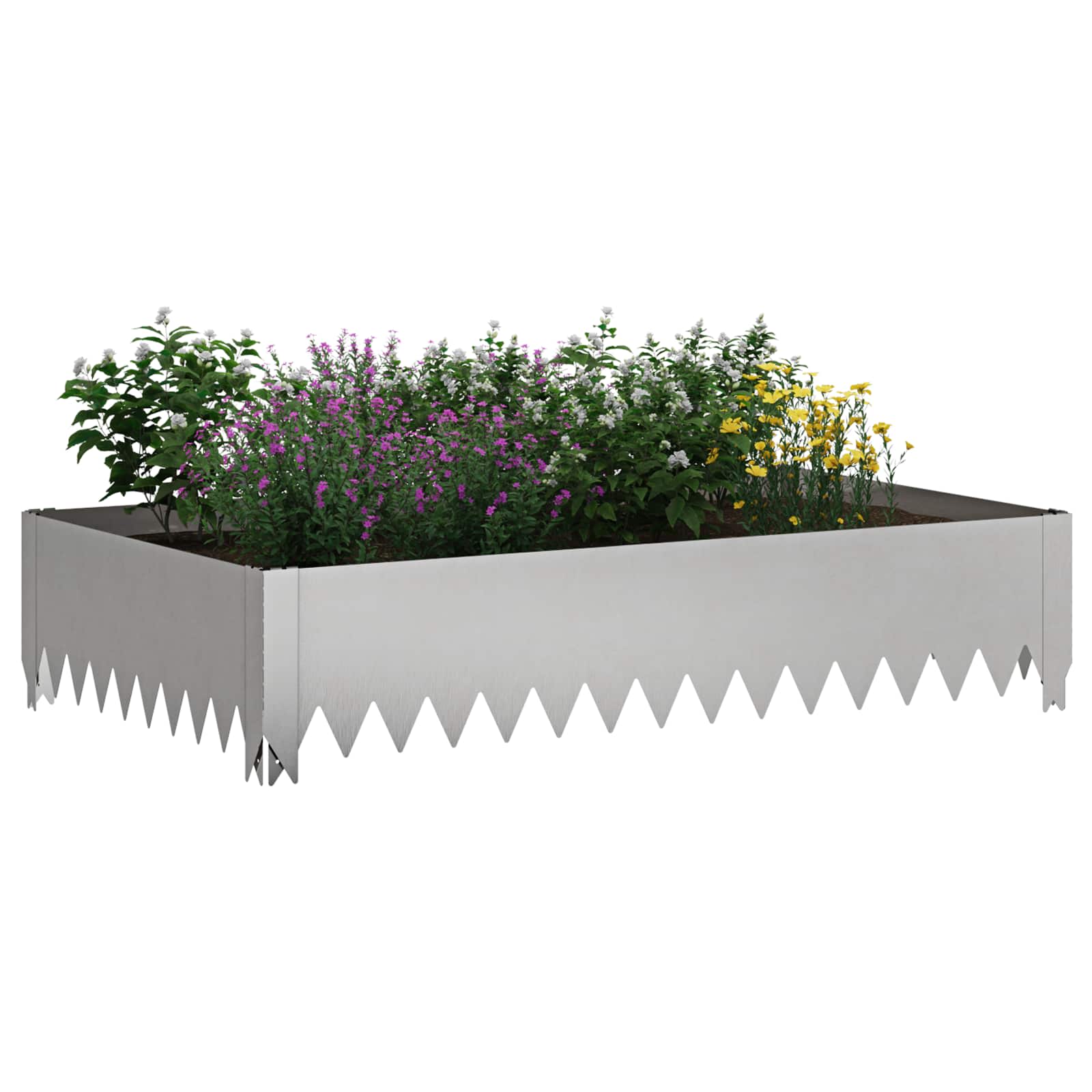 vidaXL Krawężnik do trawnika 100 x 60 x 20 cm Stal srebrny