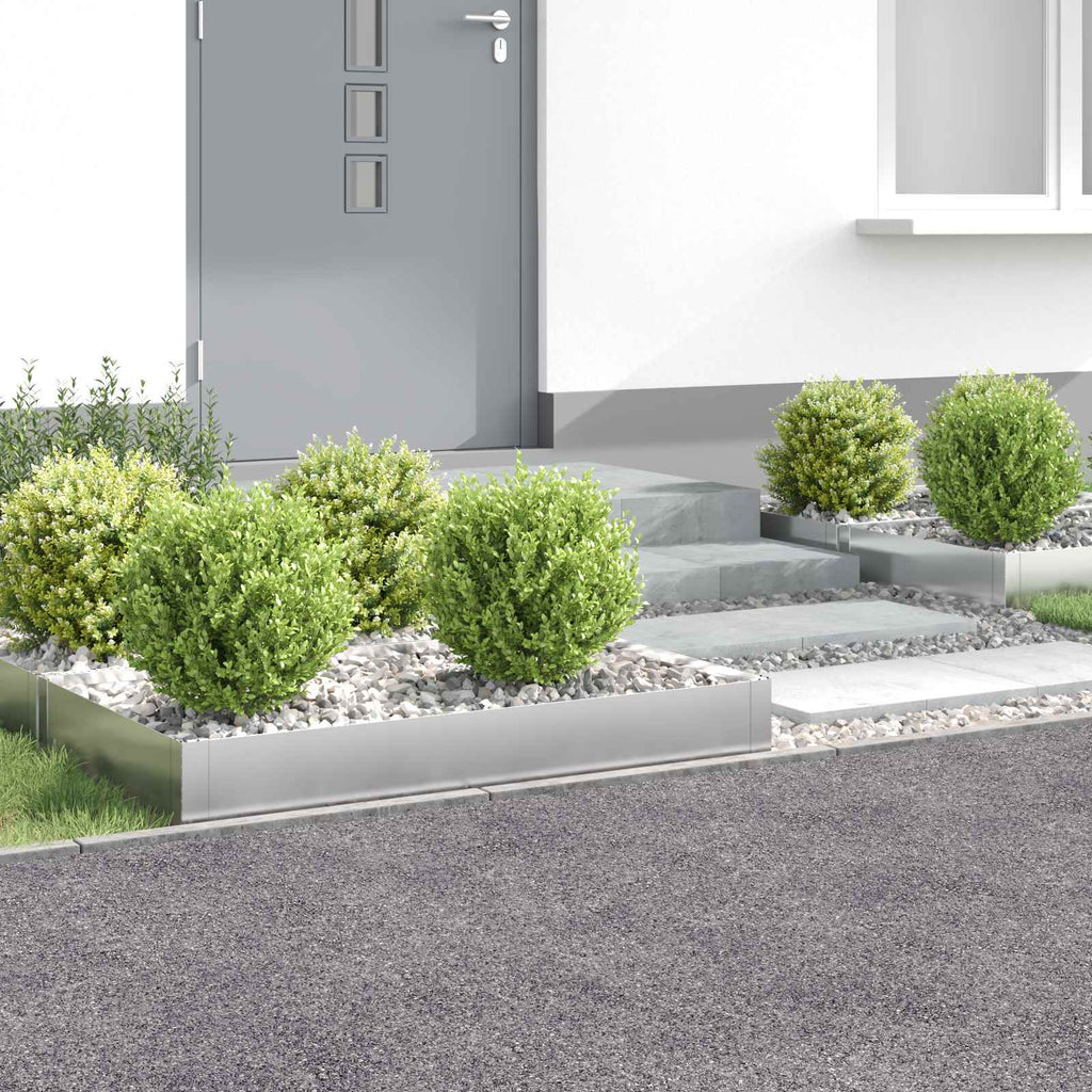 vidaXL Krawężnik do trawnika 4 szt. 100 x 60 x 20 cm Stal srebrny