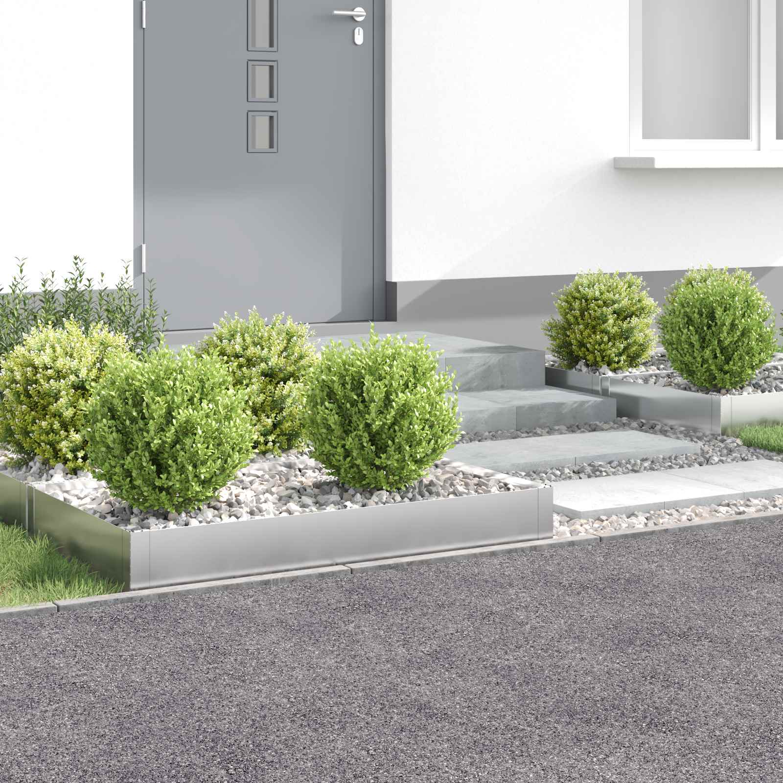 vidaXL Krawężnik do trawnika 4 szt. 100 x 60 x 20 cm Stal srebrny