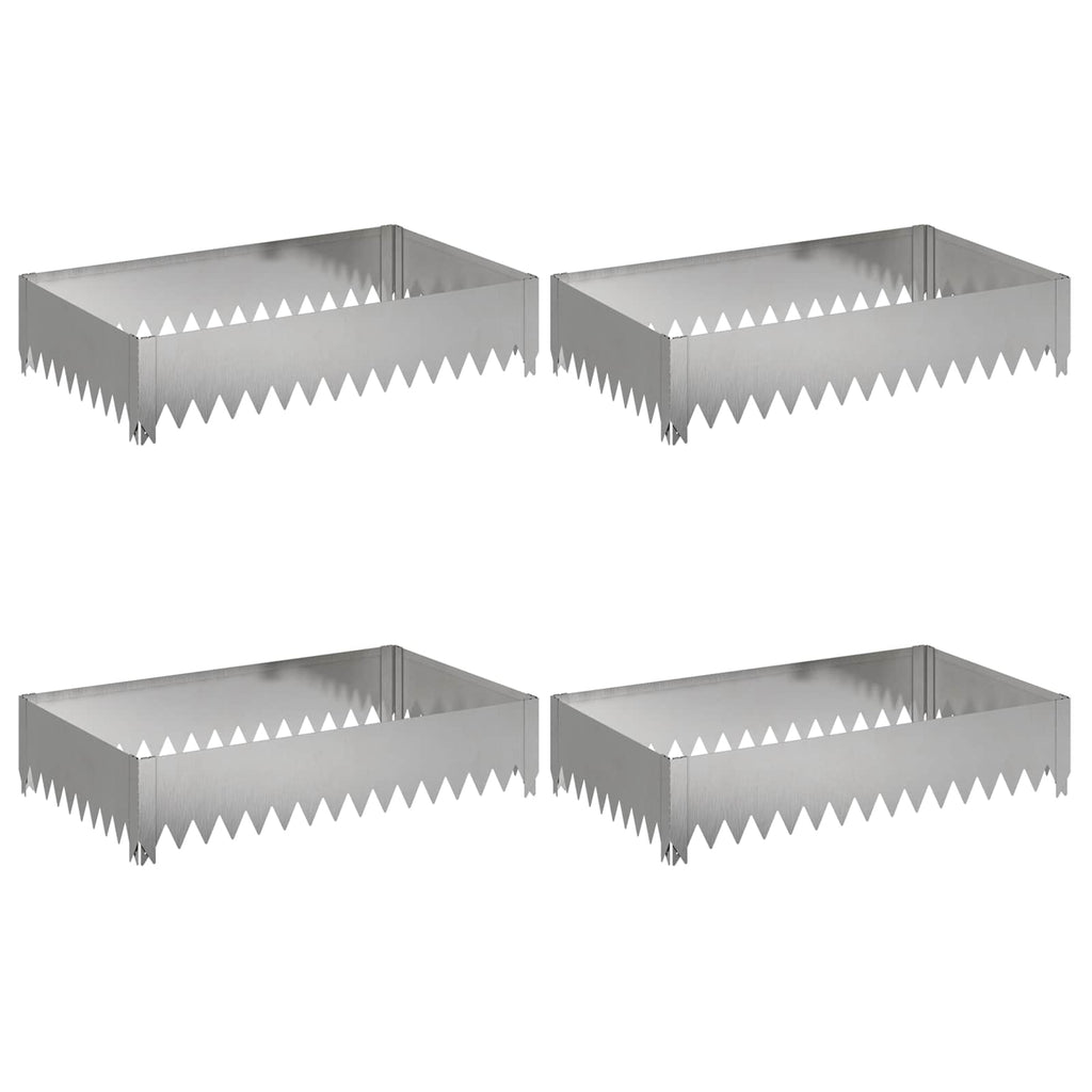 vidaXL Krawężnik do trawnika 4 szt. 100 x 60 x 20 cm Stal srebrny