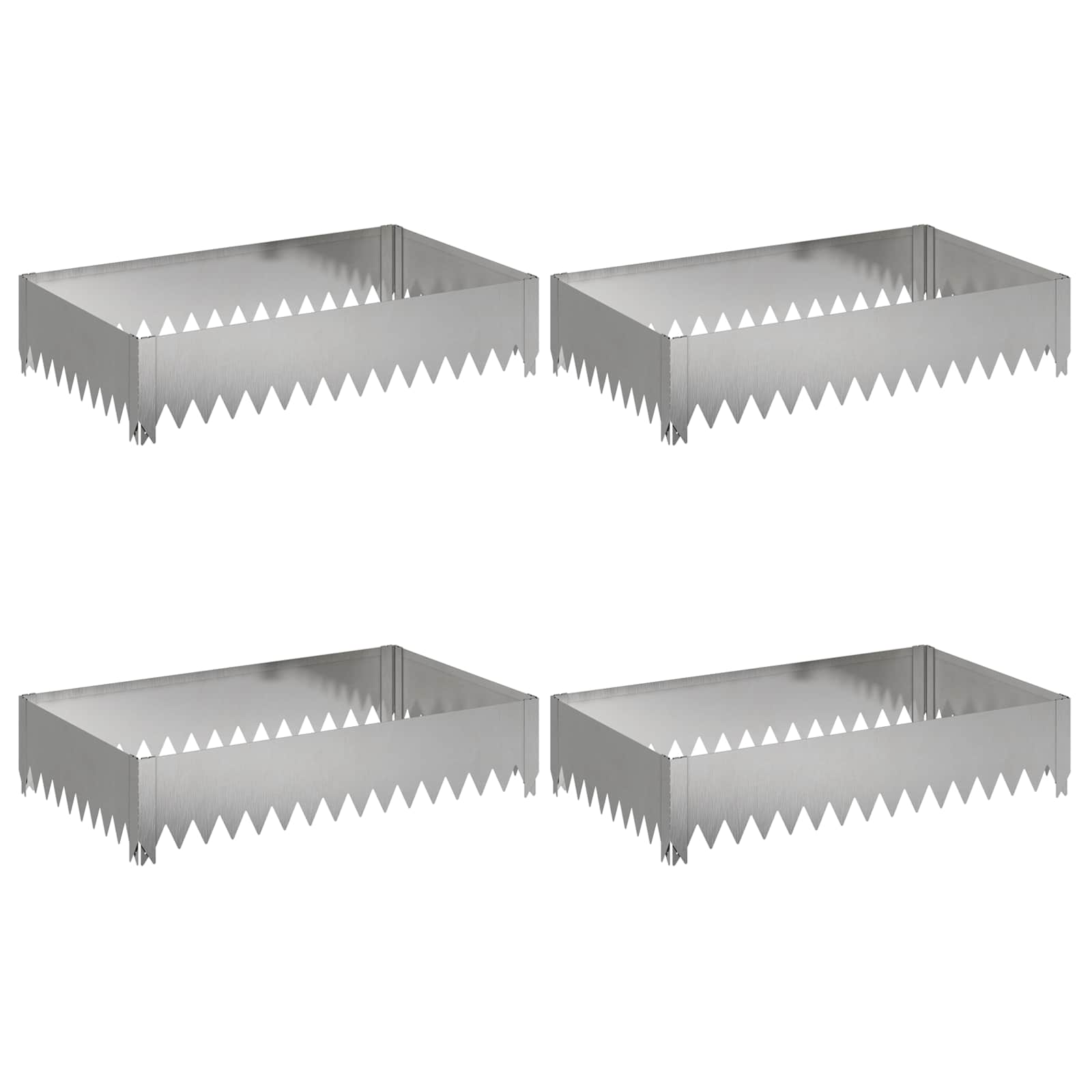 vidaXL Krawężnik do trawnika 4 szt. 100 x 60 x 20 cm Stal srebrny