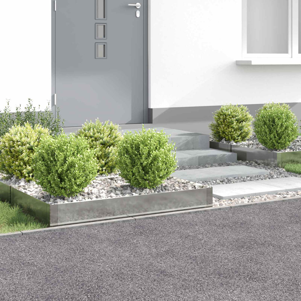 vidaXL Krawężnik do trawnika 4 pcs 100 x 60 x 20 cm Stal srebrny