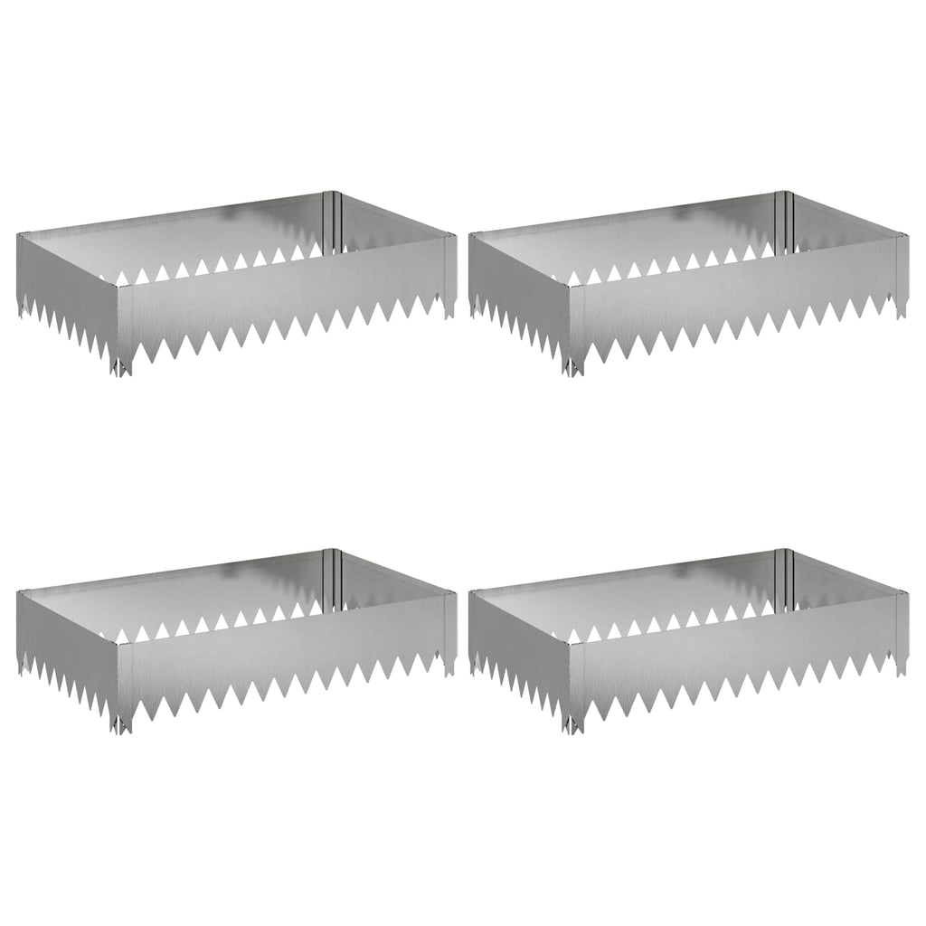 vidaXL Krawężnik do trawnika 4 pcs 100 x 60 x 20 cm Stal srebrny