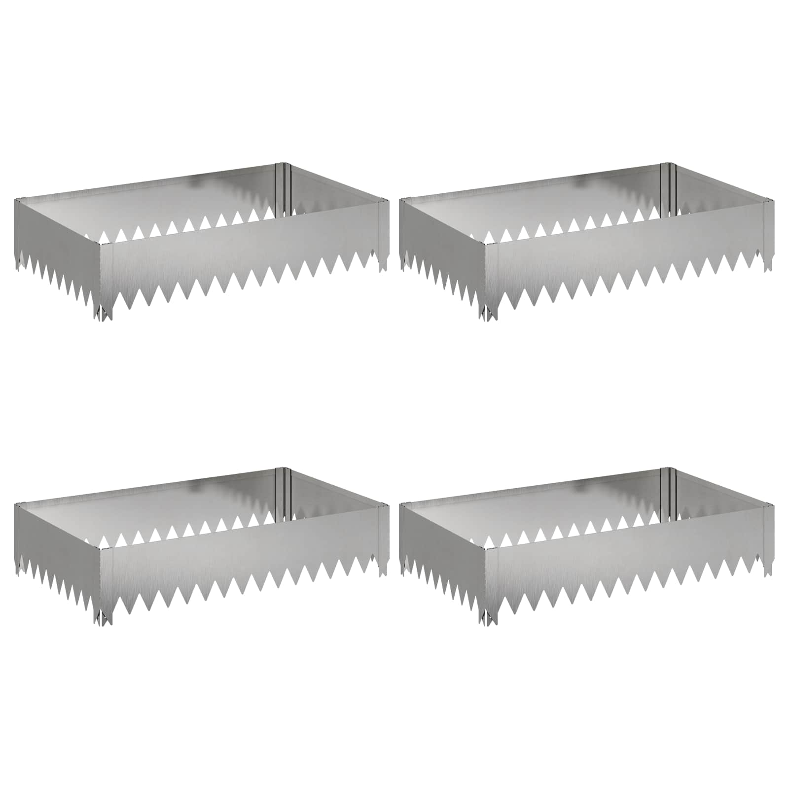 vidaXL Krawężnik do trawnika 4 pcs 100 x 60 x 20 cm Stal srebrny