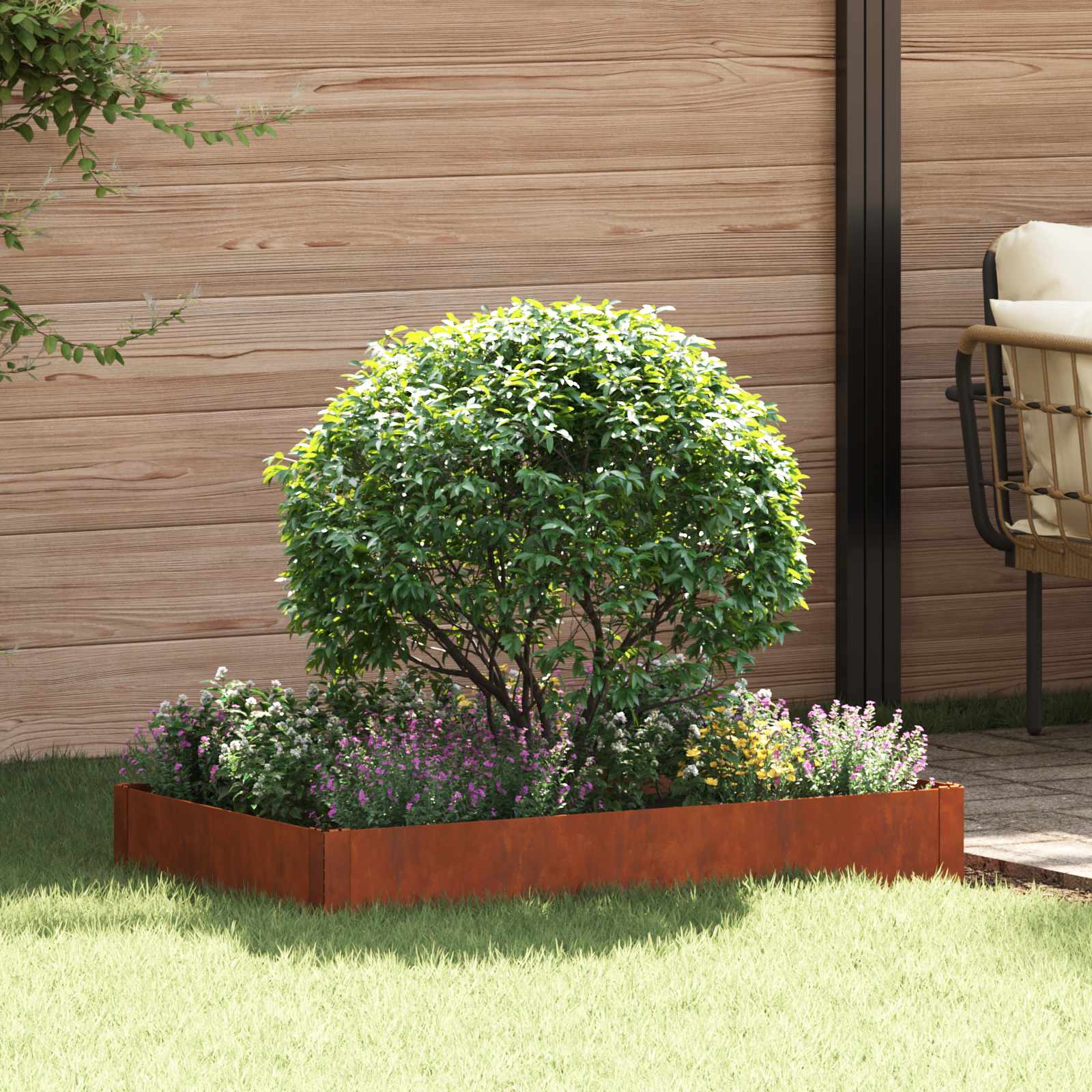 vidaXL Krawężnik do trawnika 100 x 60 x 20 cm Stal Rdzawy