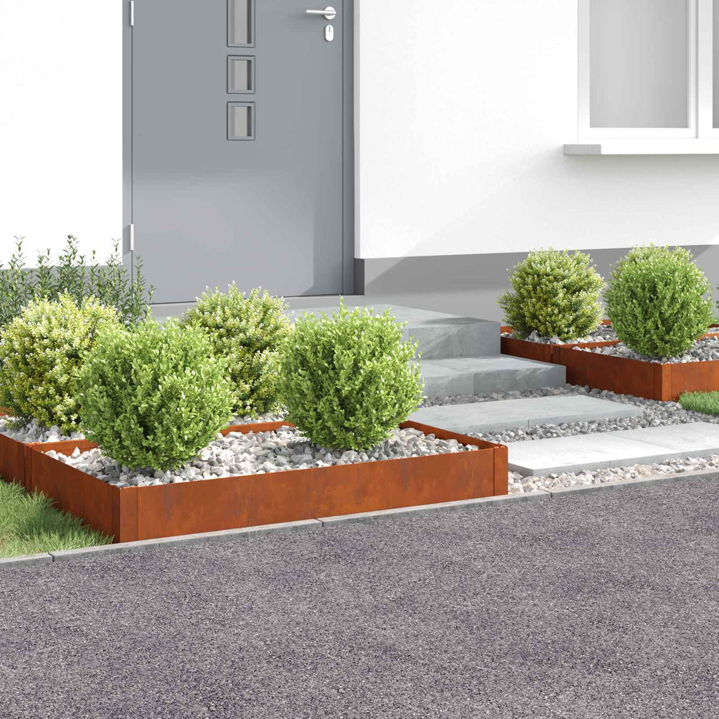 vidaXL Krawężnik do trawnika 4 pcs 100 x 60 x 20 cm Stal Rdzawy