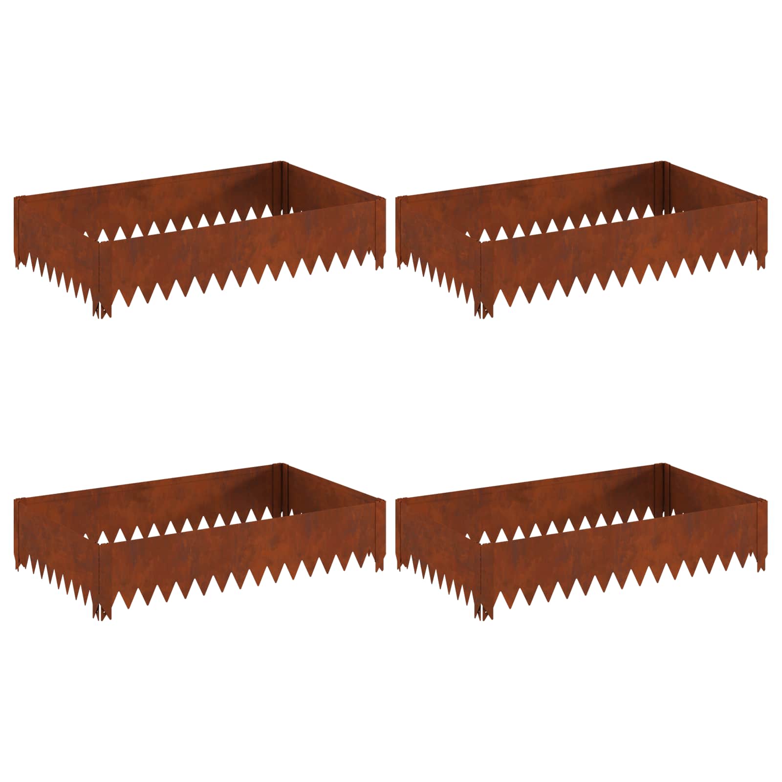 vidaXL Krawężnik do trawnika 4 pcs 100 x 60 x 20 cm Stal Rdzawy