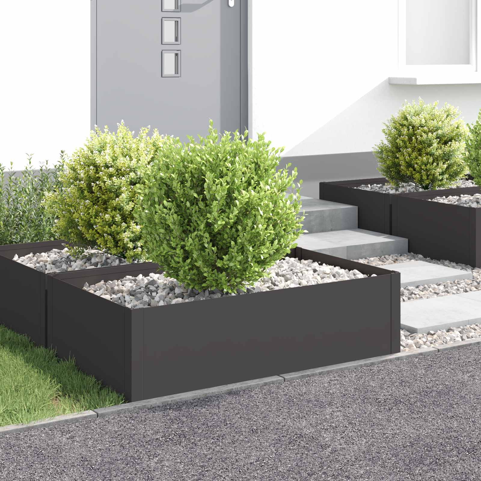 vidaXL Krawężnik do trawnika 4 szt. 100 x 60 x 35 cm Stal Czarny