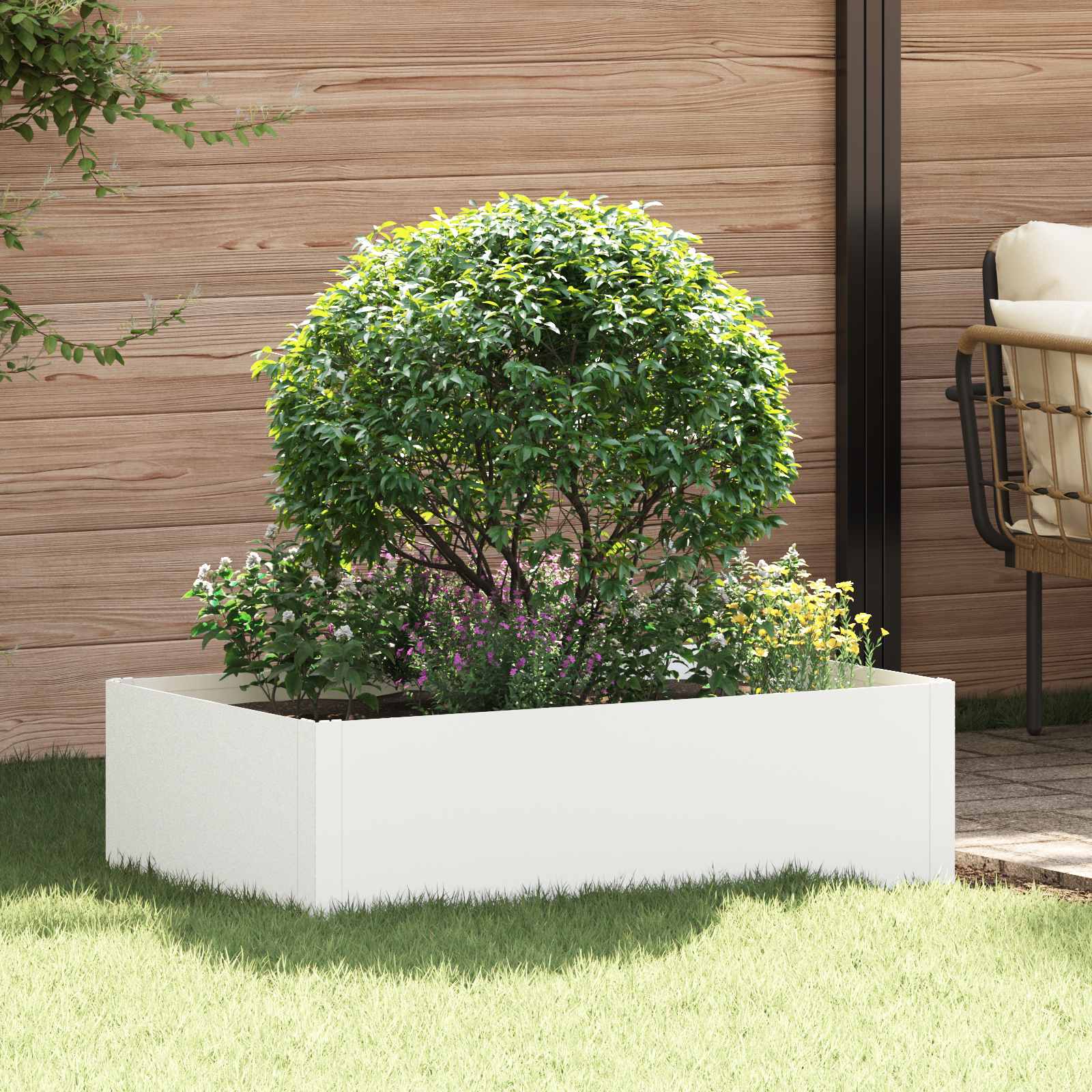 vidaXL Krawężnik do trawnika 100 x 60 x 35 cm Stal Biały