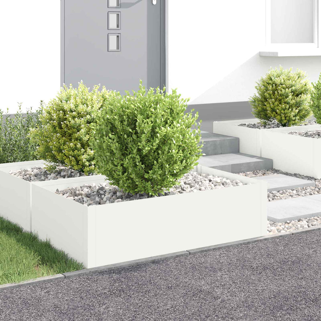 vidaXL Krawężnik do trawnika 4 szt. 100 x 60 x 35 cm Stal Biały