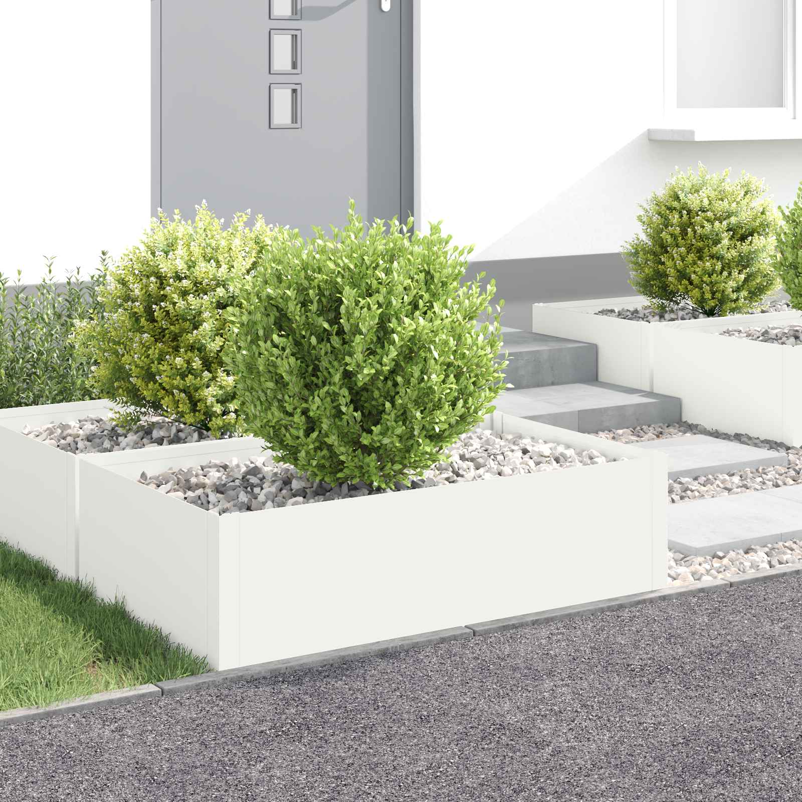 vidaXL Krawężnik do trawnika 4 szt. 100 x 60 x 35 cm Stal Biały