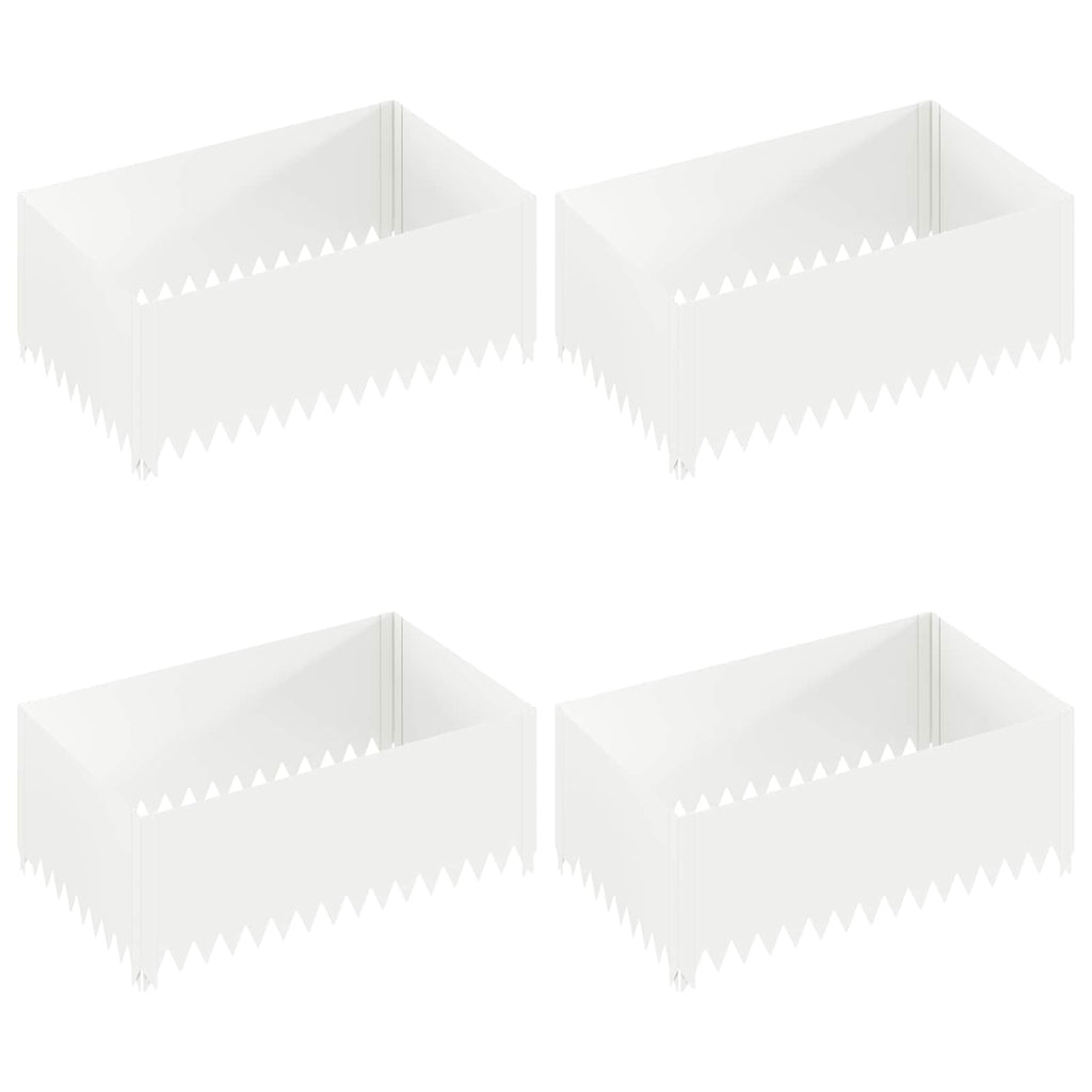 vidaXL Krawężnik do trawnika 4 szt. 100 x 60 x 35 cm Stal Biały