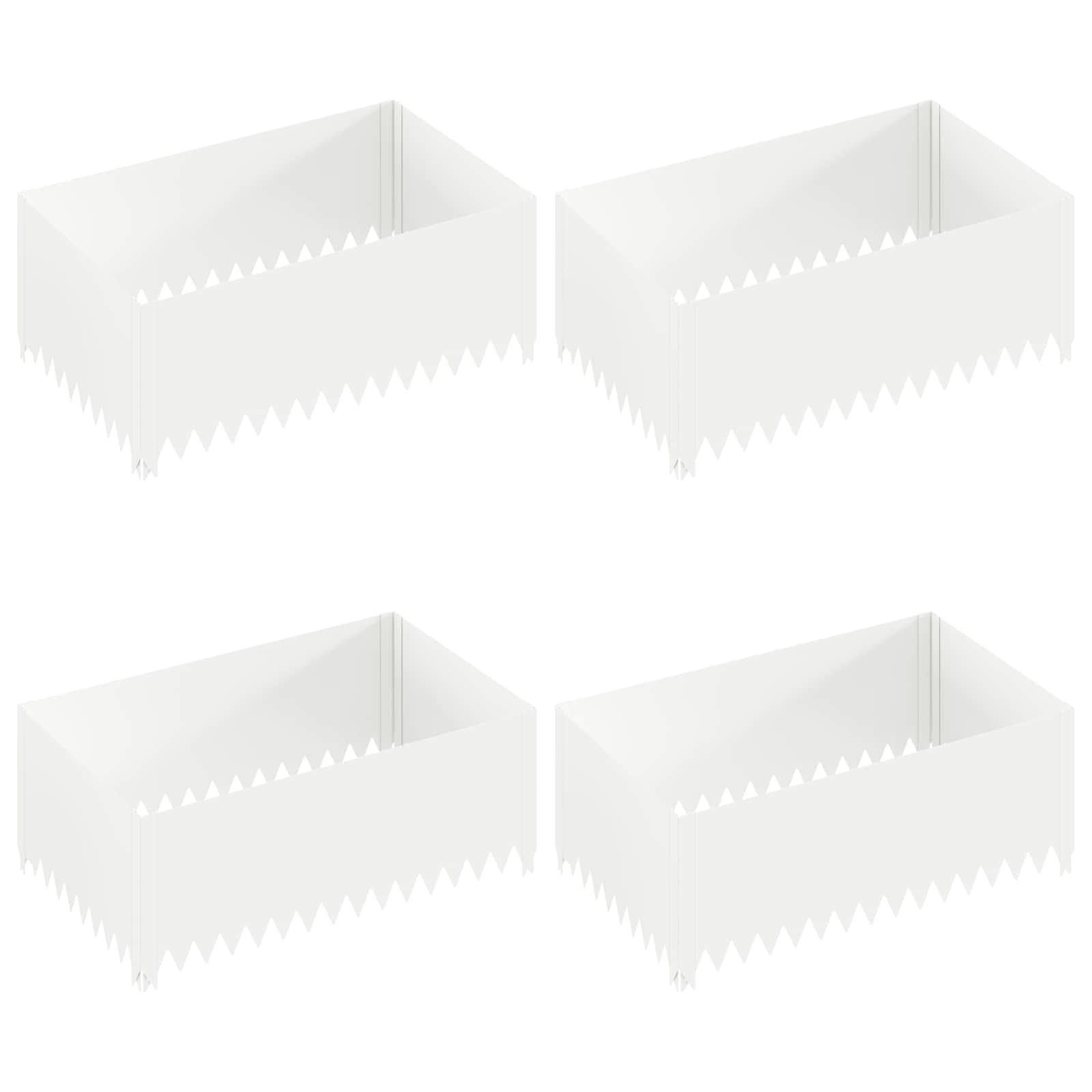 vidaXL Krawężnik do trawnika 4 szt. 100 x 60 x 35 cm Stal Biały