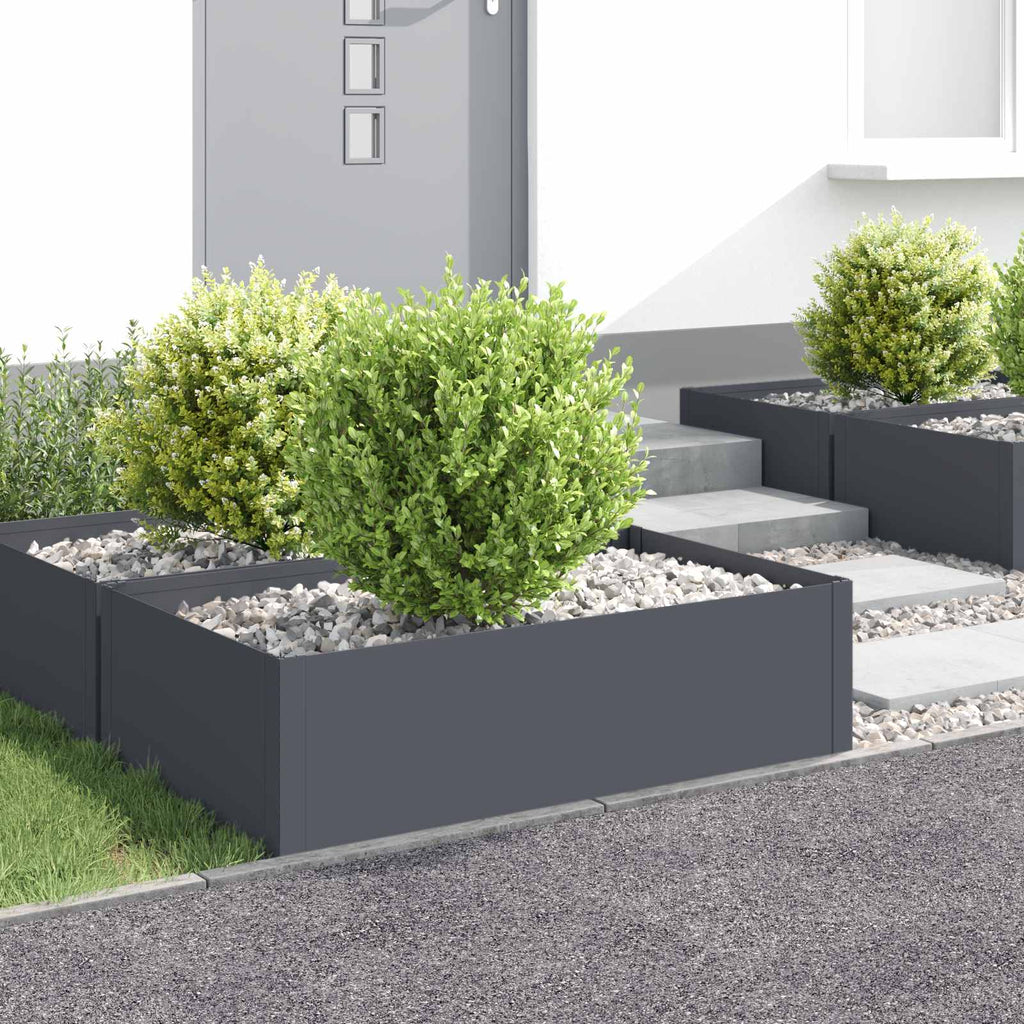 vidaXL Krawężnik do trawnika 4 szt. 100 x 60 x 35 cm Stal antracytowy