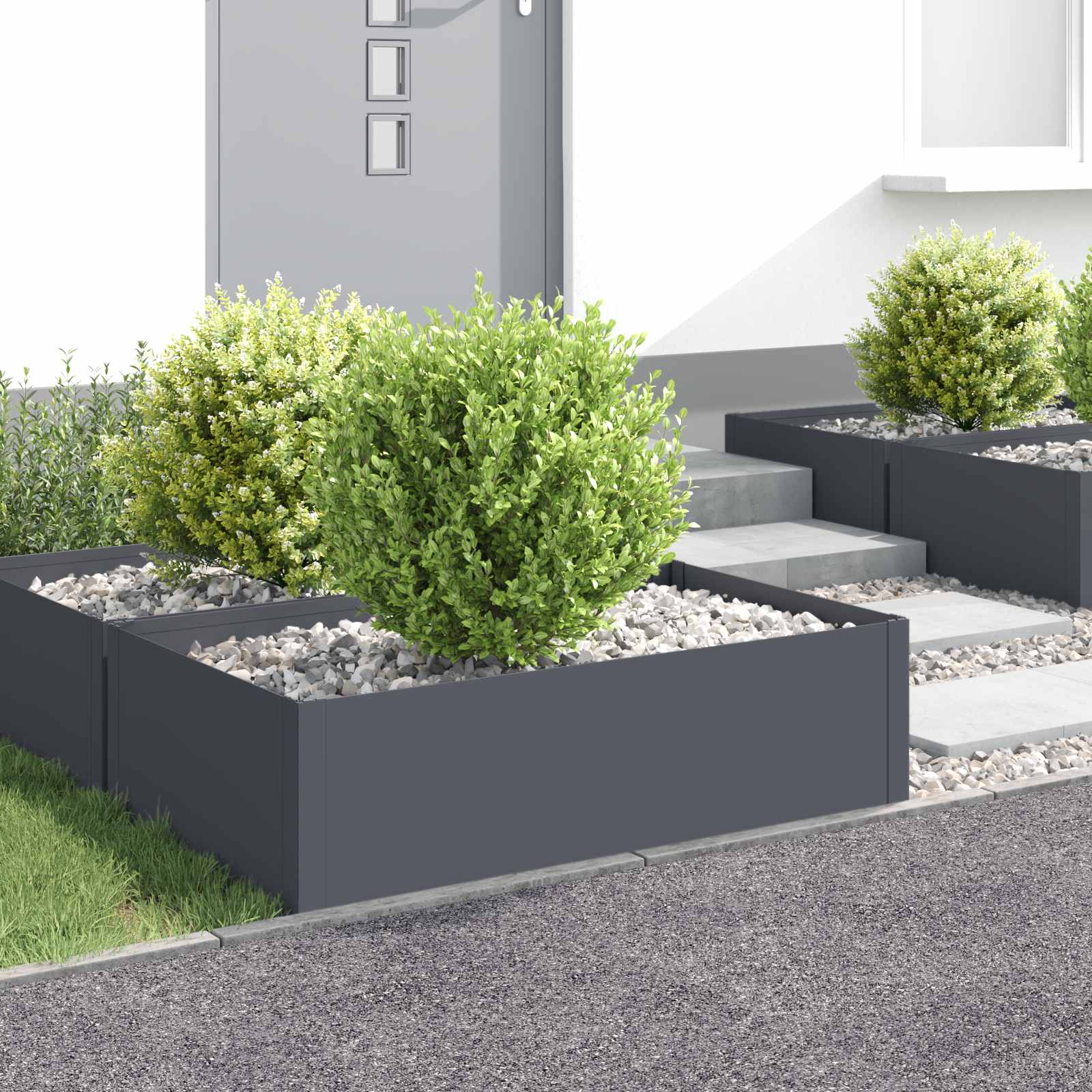 vidaXL Krawężnik do trawnika 4 szt. 100 x 60 x 35 cm Stal antracytowy