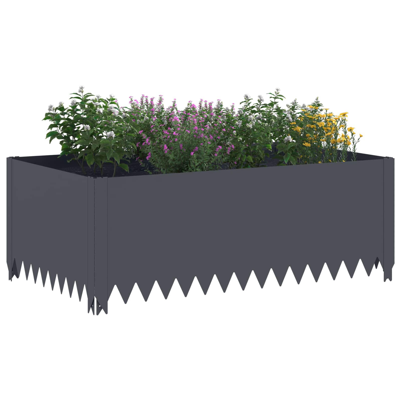 vidaXL Krawężnik do trawnika 4 szt. 100 x 60 x 35 cm Stal antracytowy