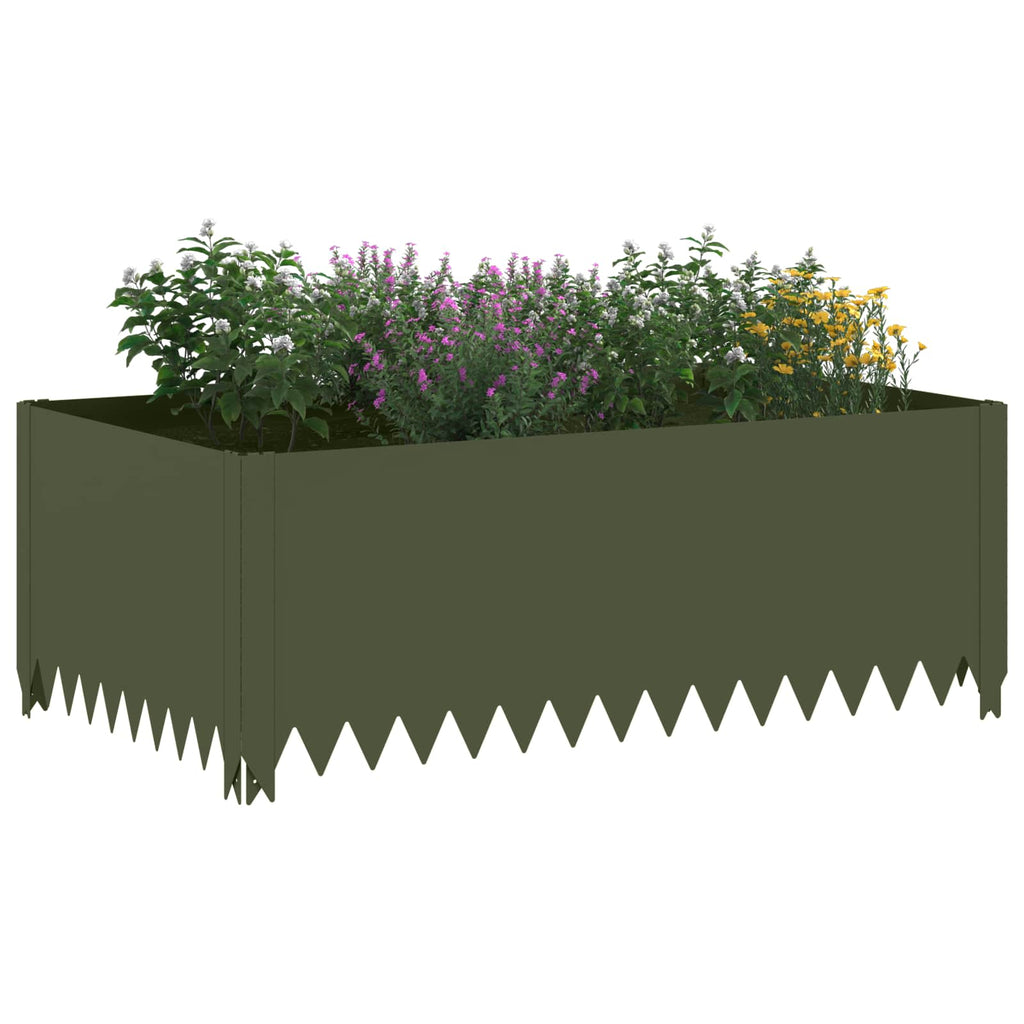 vidaXL Krawężnik do trawnika 100 x 60 x 35 cm Stal Oliwkowy zielony