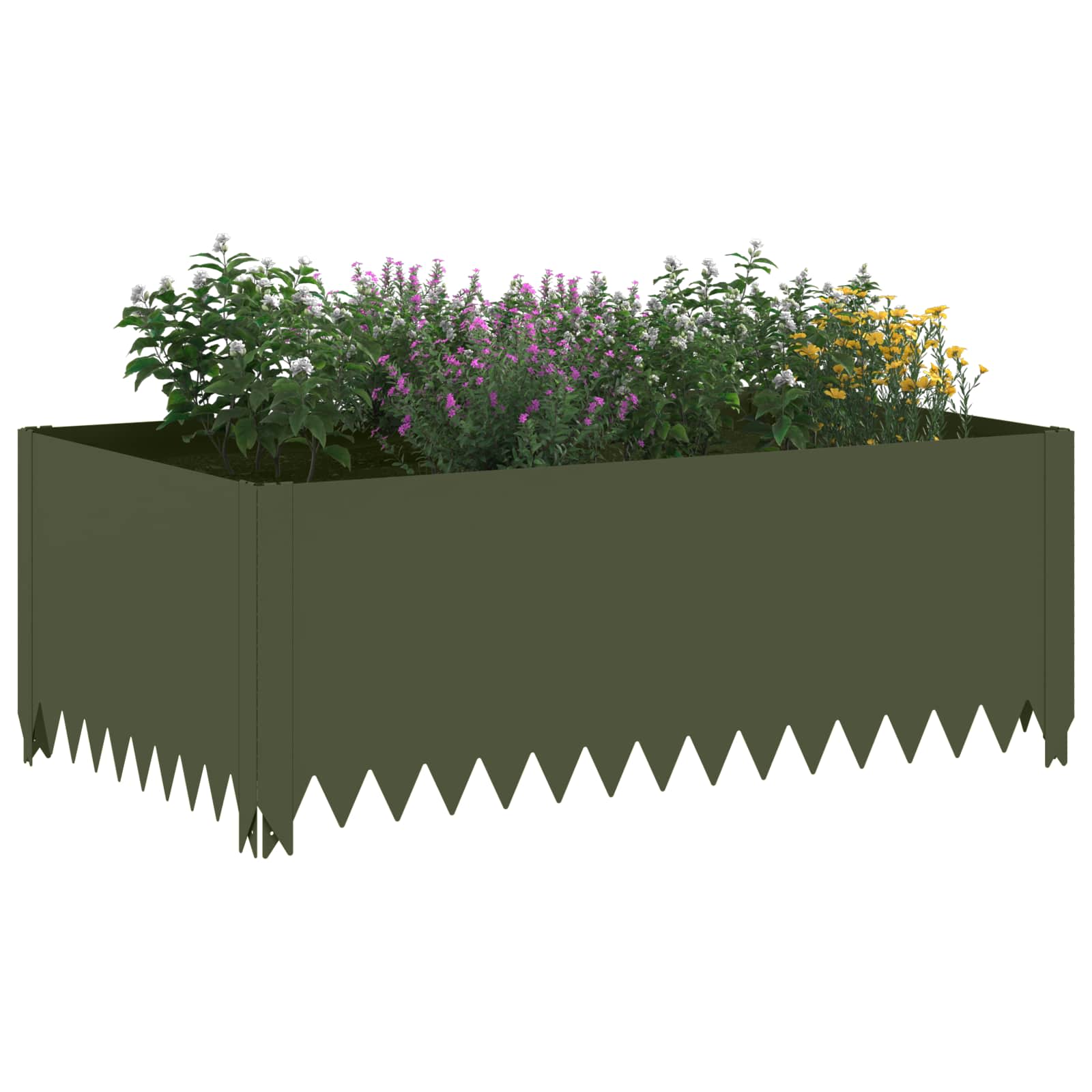 vidaXL Krawężnik do trawnika 100 x 60 x 35 cm Stal Oliwkowy zielony