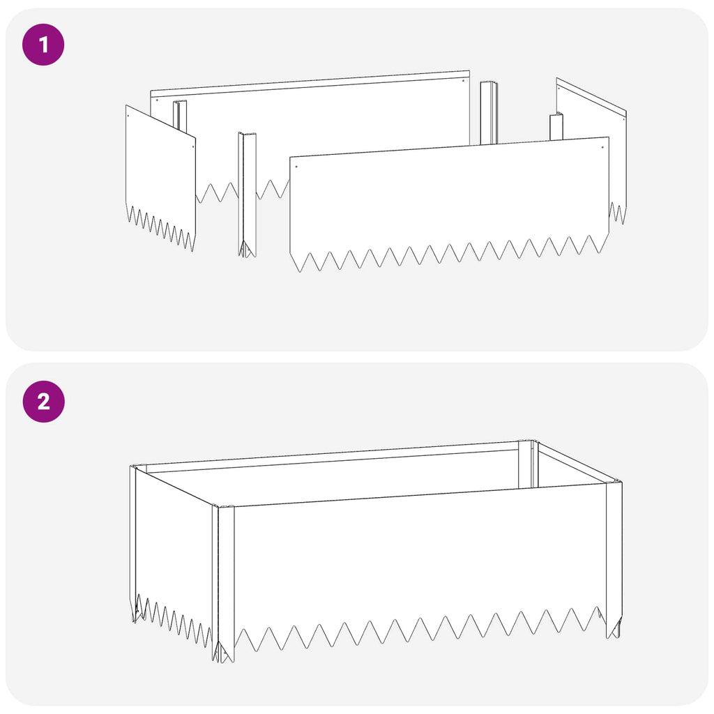 vidaXL Krawężnik do trawnika 100 x 60 x 35 cm Stal srebrny