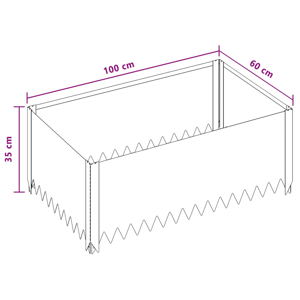 vidaXL Krawężnik do trawnika 100 x 60 x 35 cm Stal srebrny
