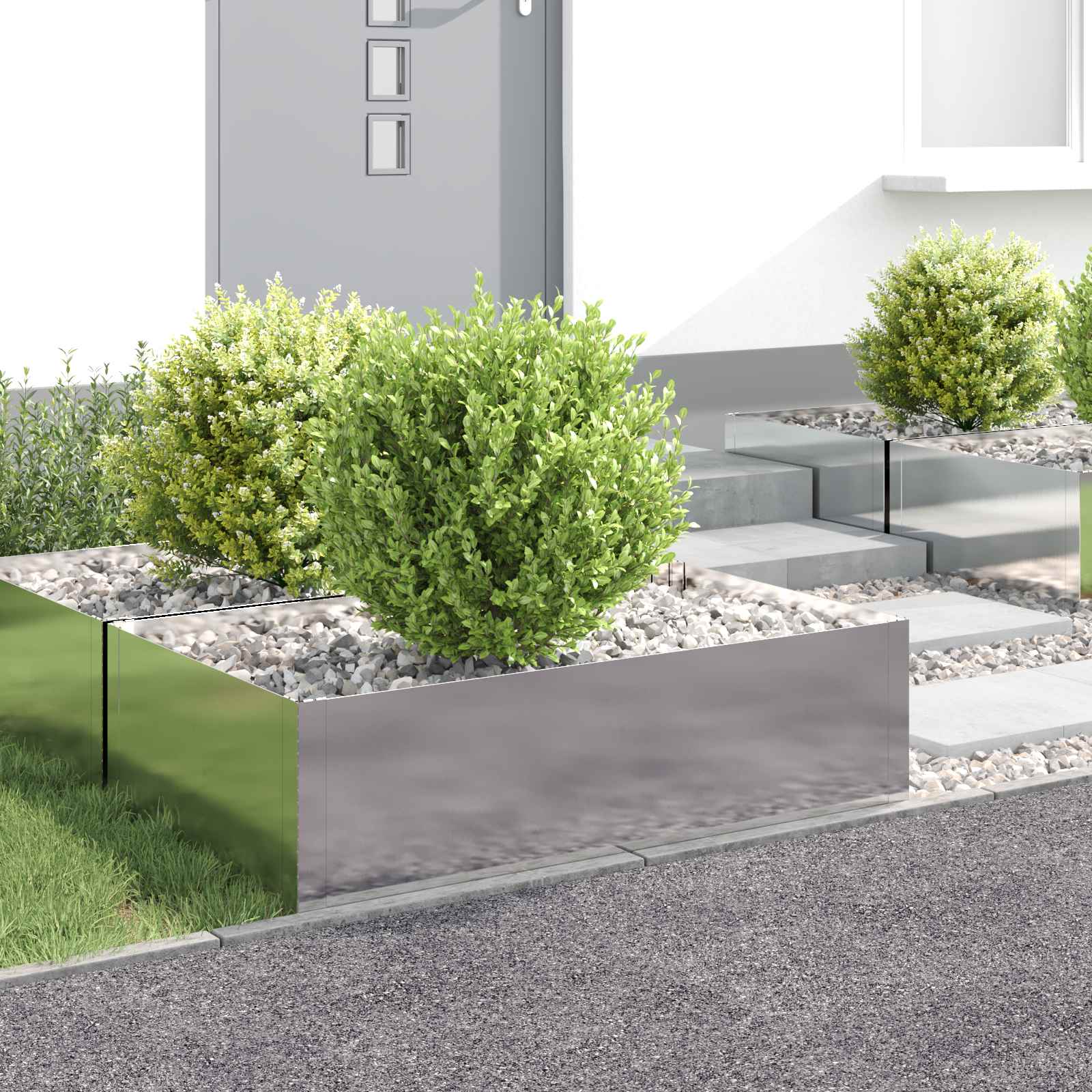 vidaXL Krawężnik do trawnika 4 szt. 100 x 60 x 35 cm Stal srebrny
