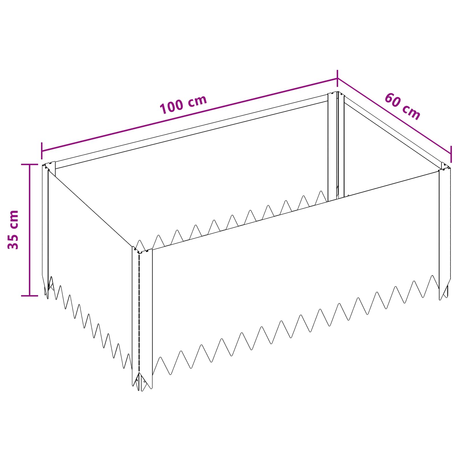vidaXL Krawężnik do trawnika 4 szt. 100 x 60 x 35 cm Stal srebrny